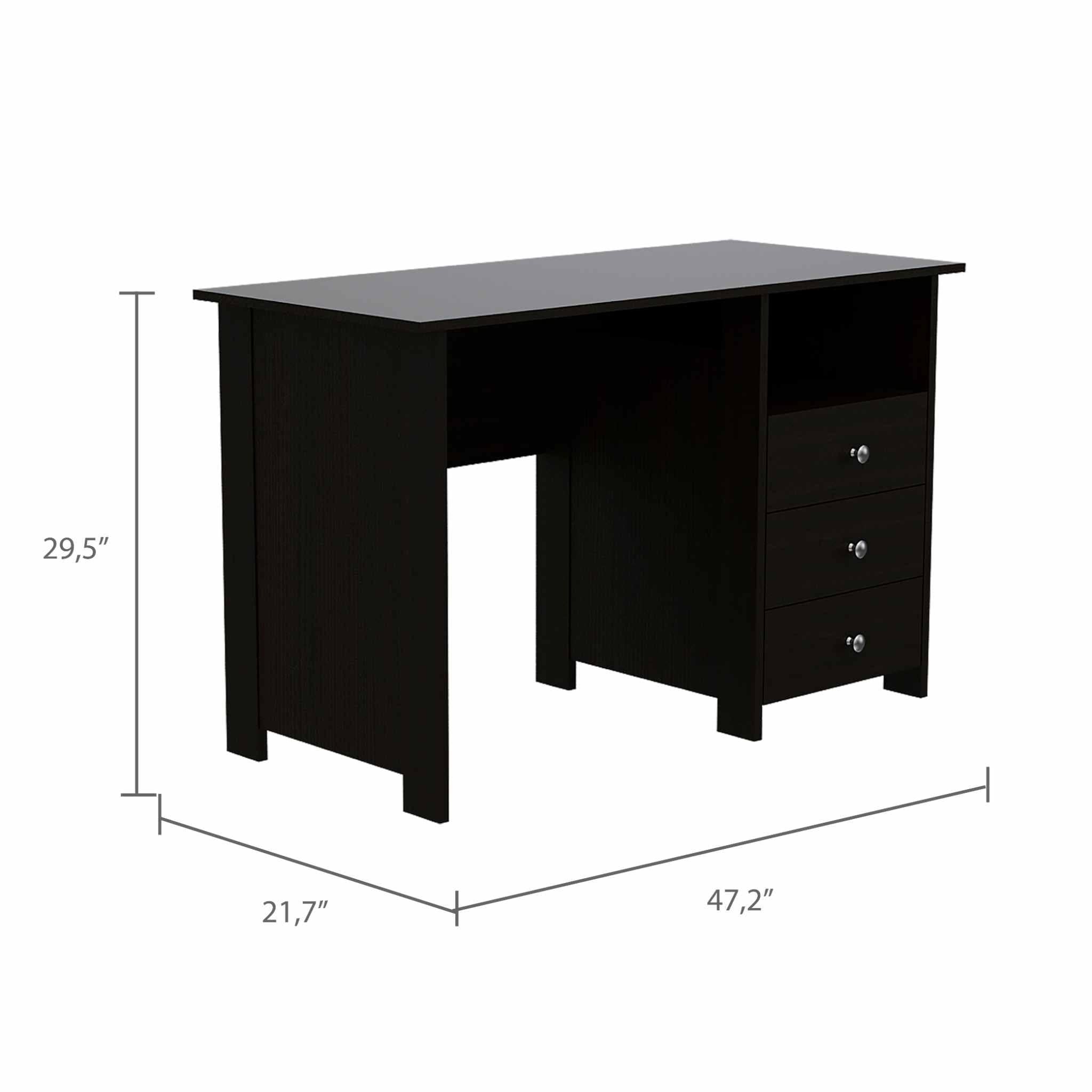 Nory Black Three Drawers Computer Desk