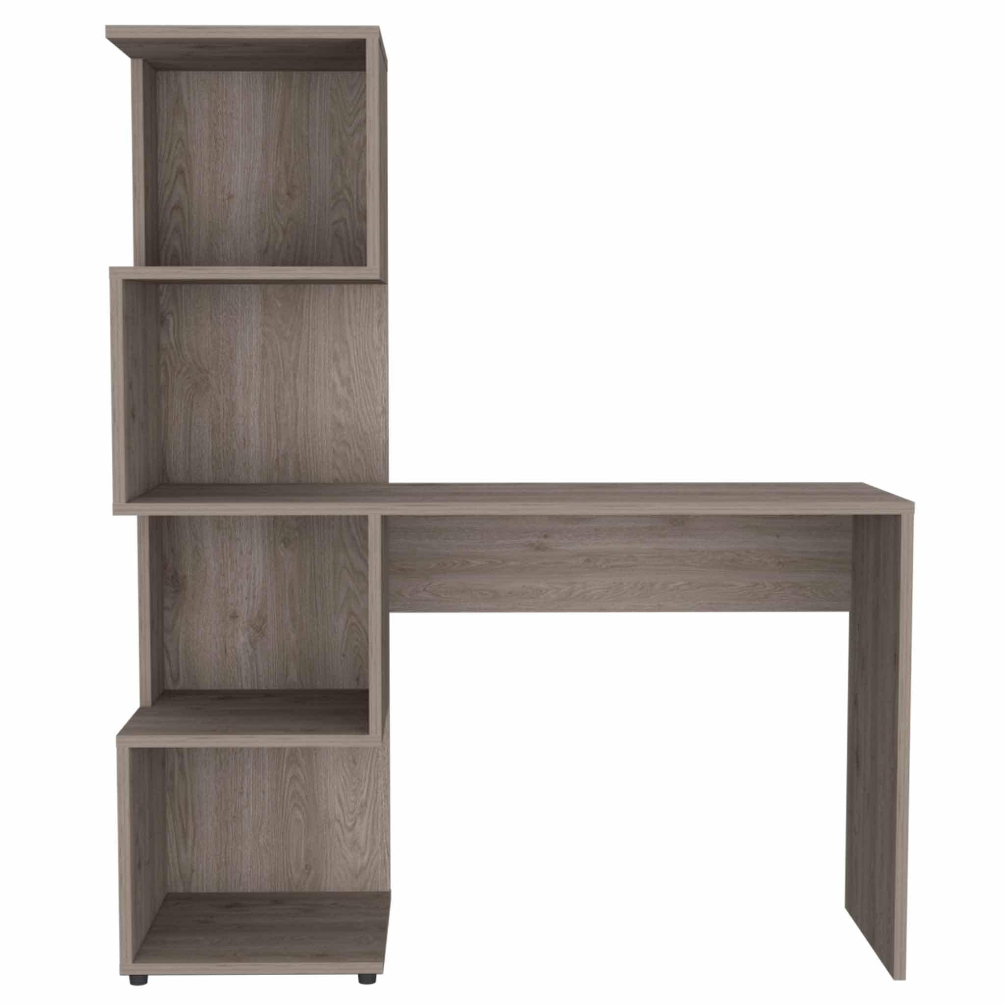 Modern Cubby Light Gray Computer Desk and Bookcase