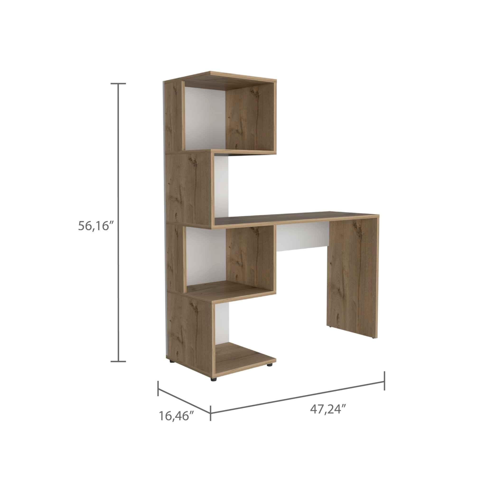 Modern Cubby White Computer Desk and Bookcase