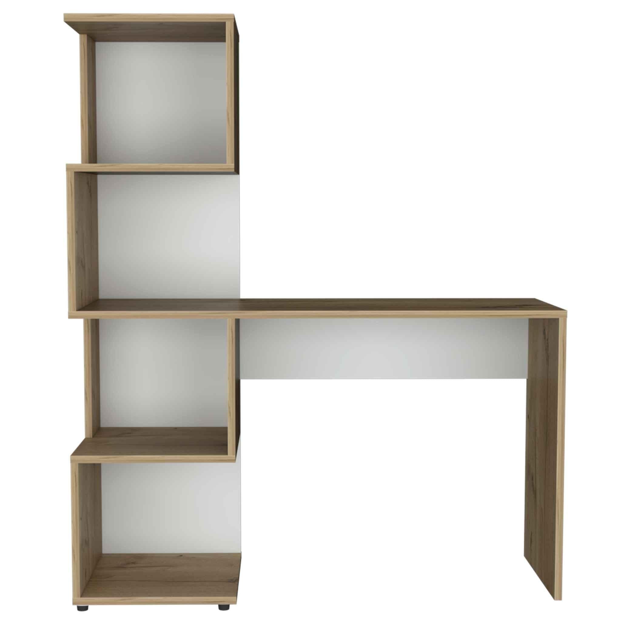 Modern Cubby White Computer Desk and Bookcase