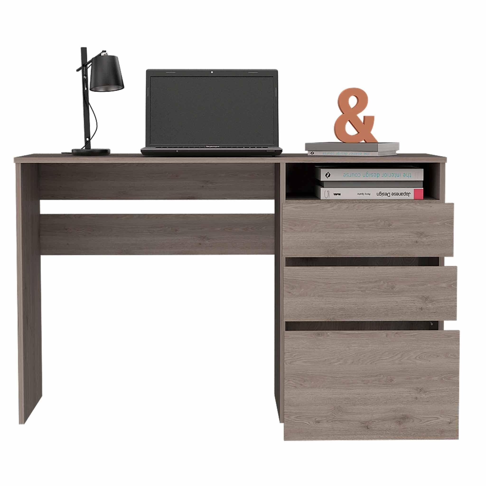 Echo Light Gray Computer Desk with Three Drawers