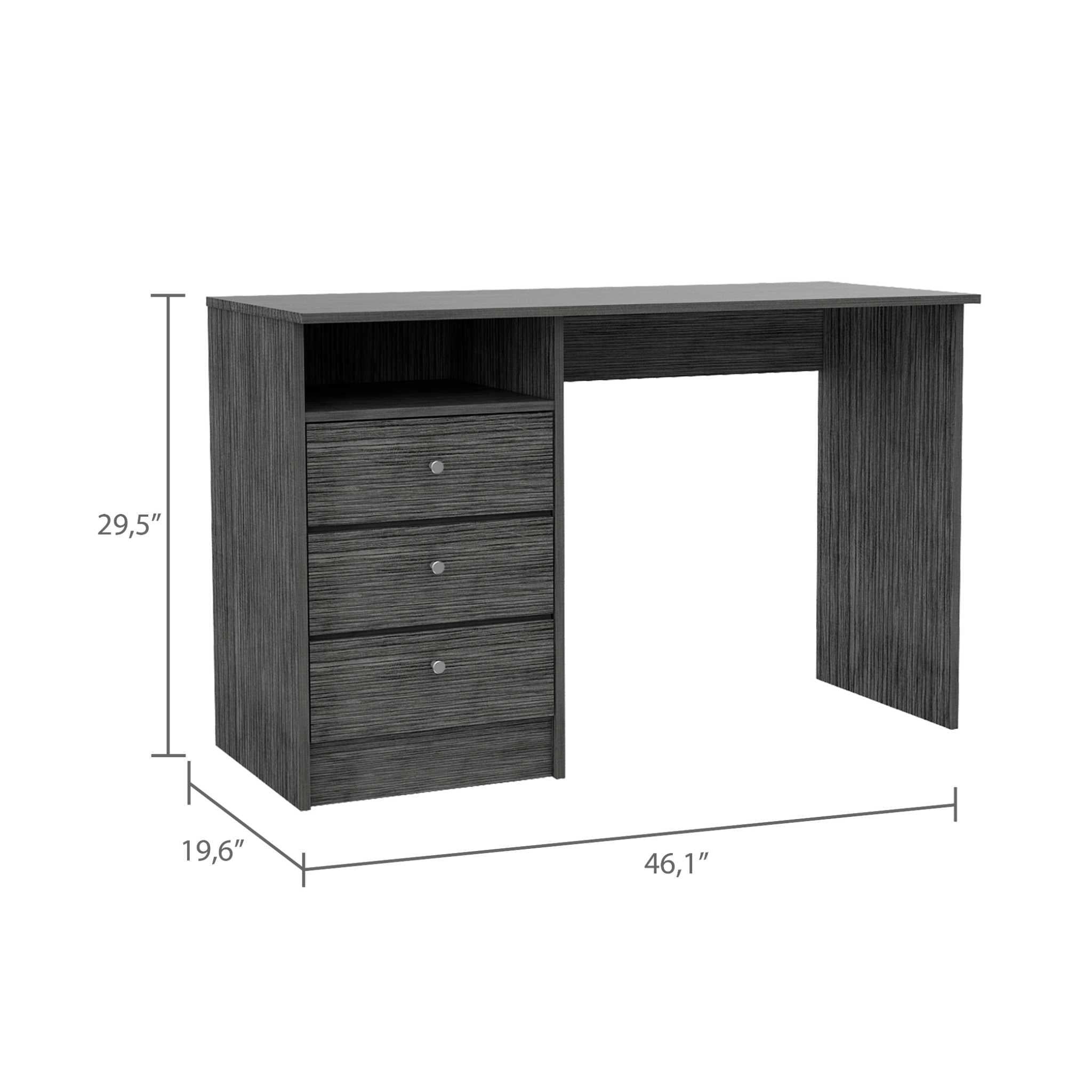 Torino Gray Oak Three Drawer Computer Desk