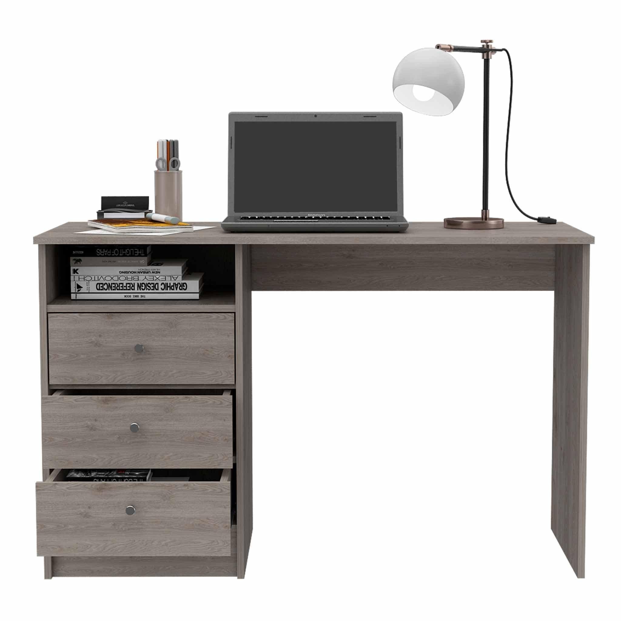 Torino Light Gray Three Drawer Computer Desk