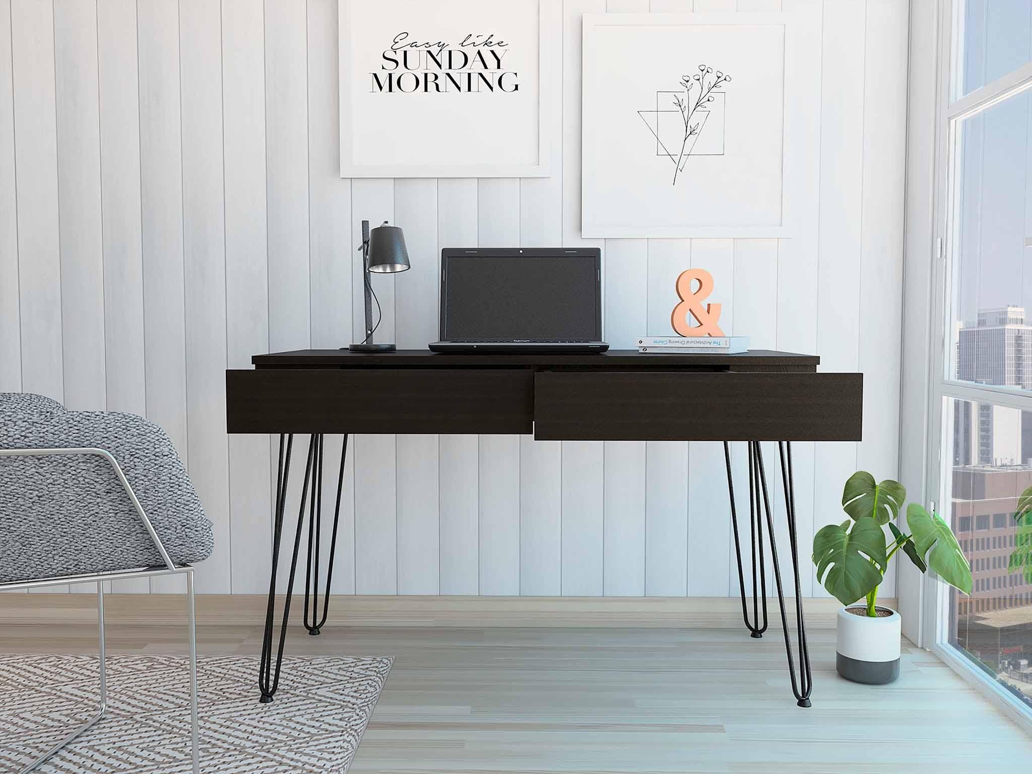 Roxy Black Computer Desk with Two Drawers