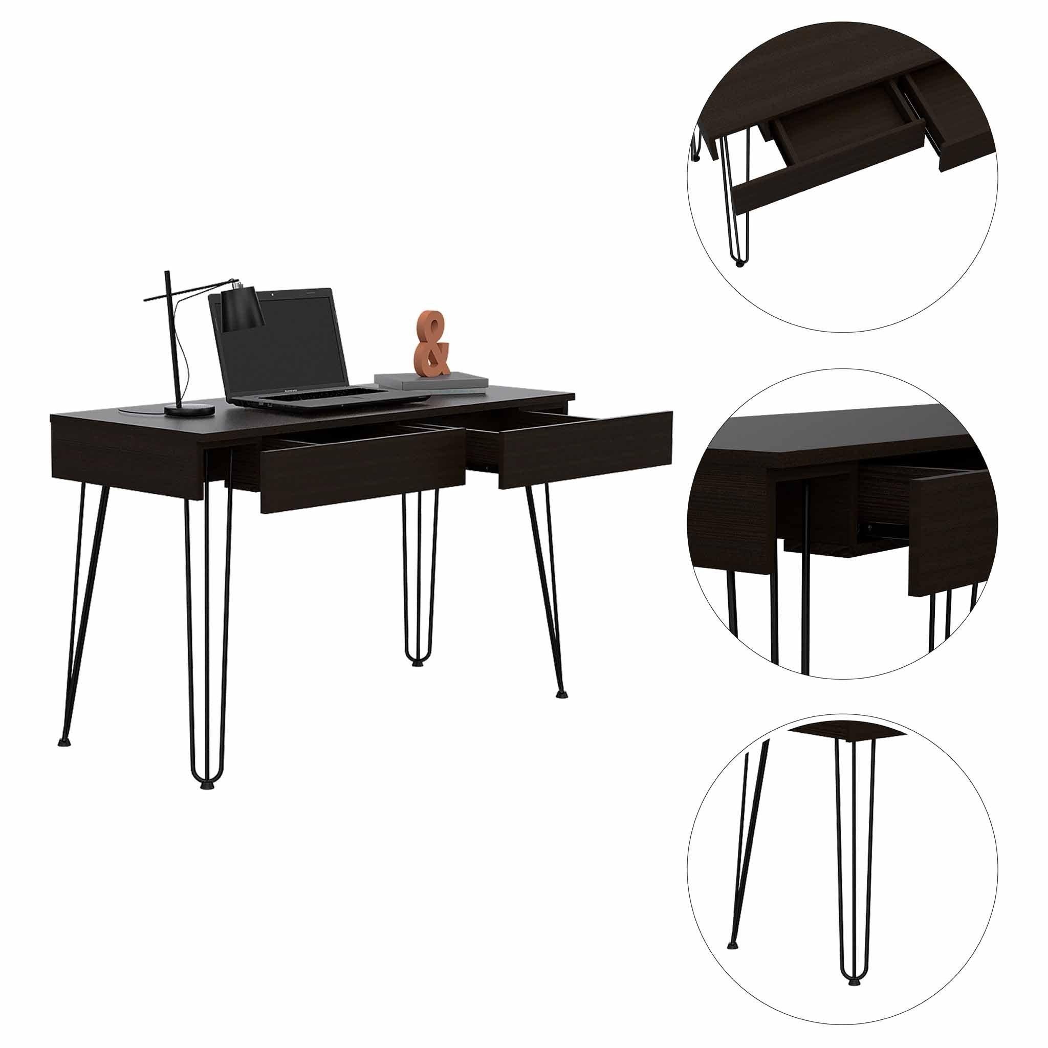 Roxy Black Computer Desk with Two Drawers