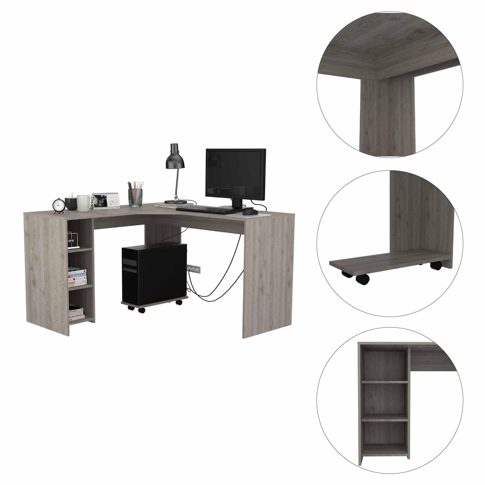 Oscar Light Gray L Shaped Computer Desk