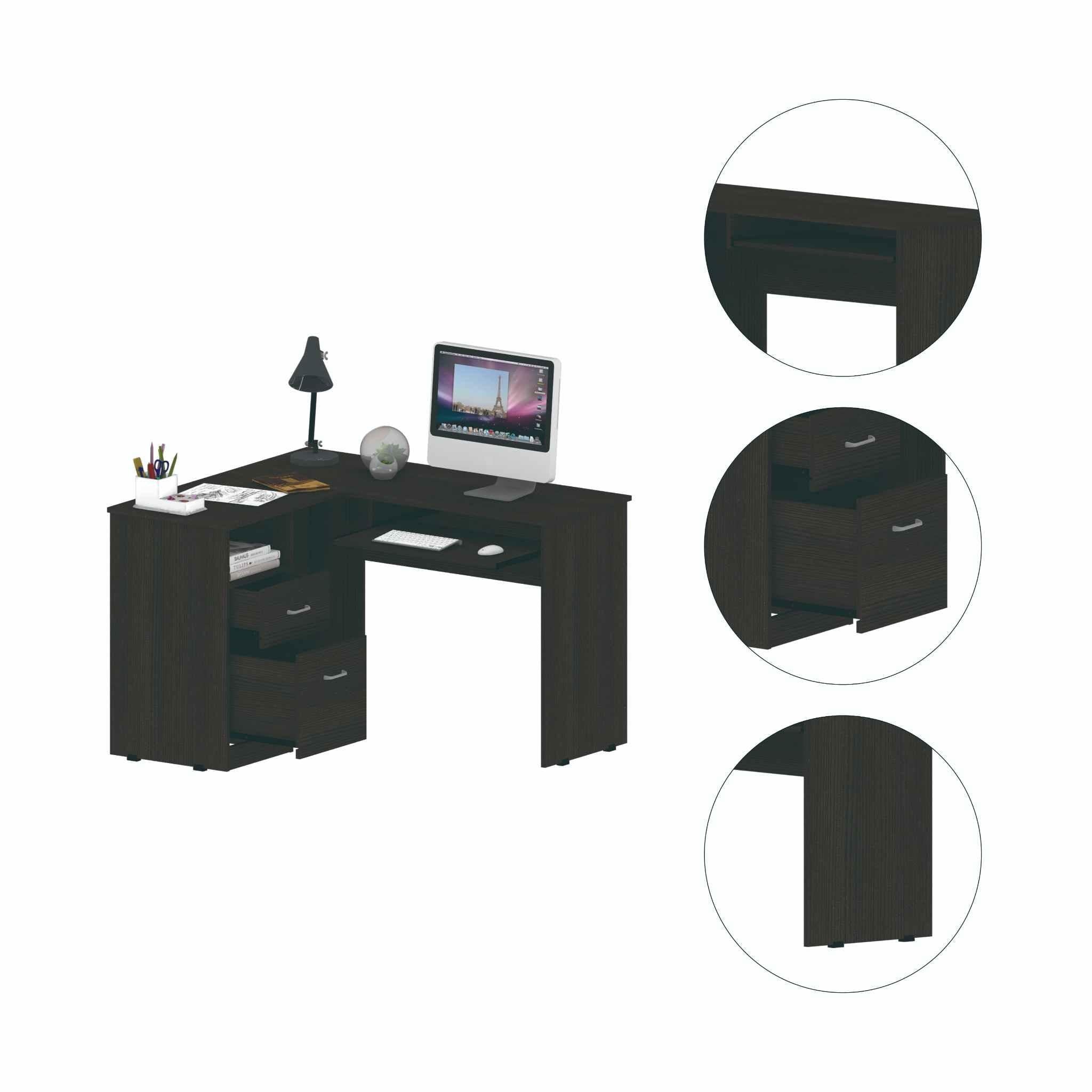 Thorpe Black L Shaped Computer Desk