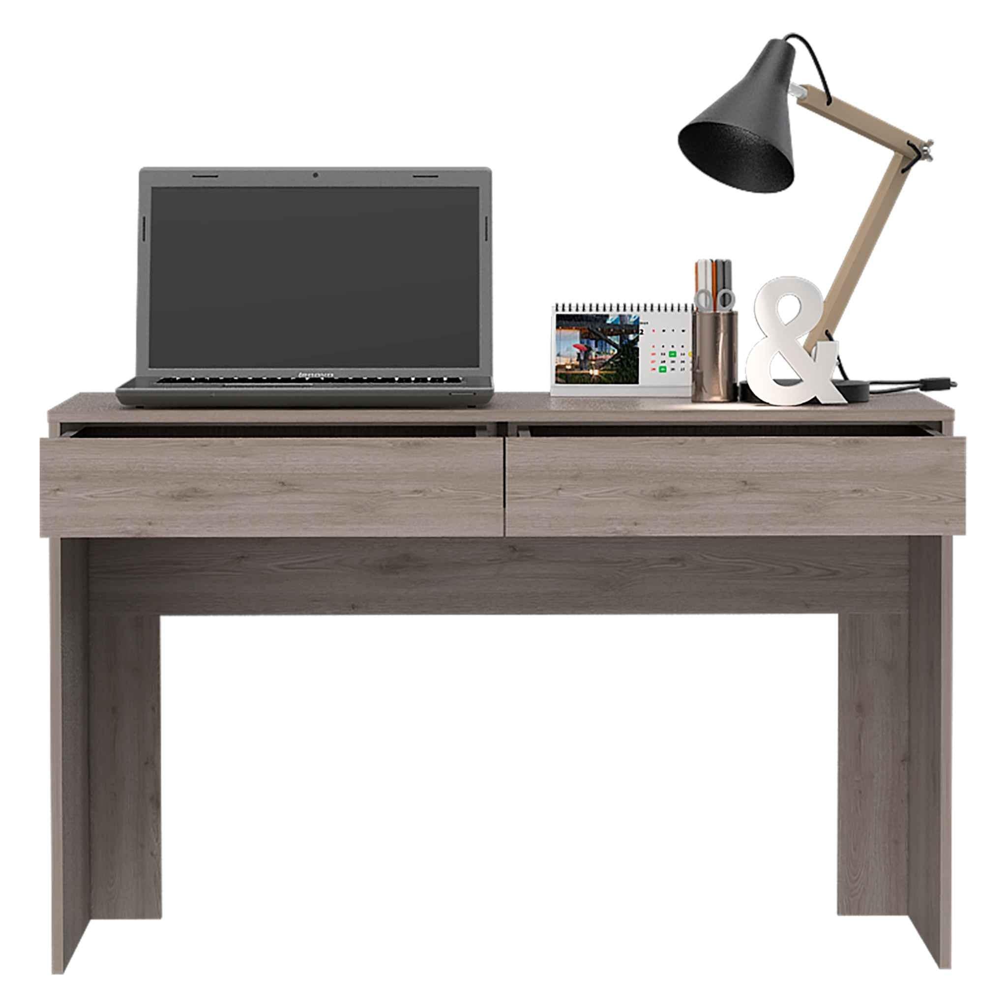 Clio Light Gray Computer Desk with Two Drawers