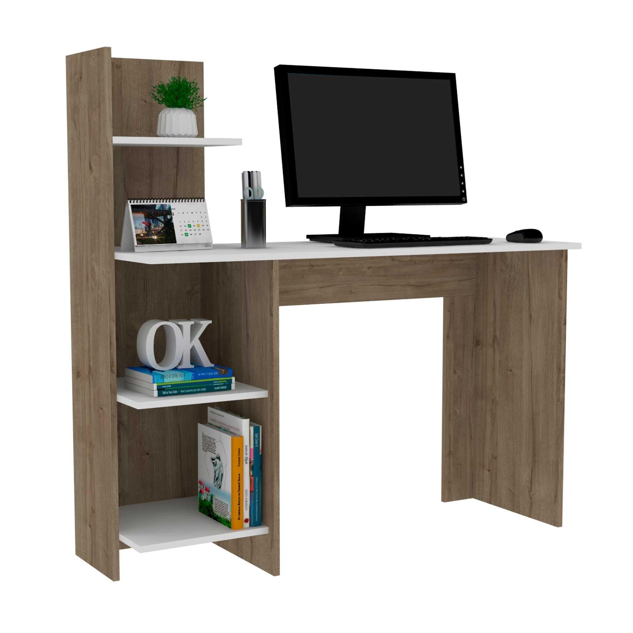 Modern Natural and White Computer Desk