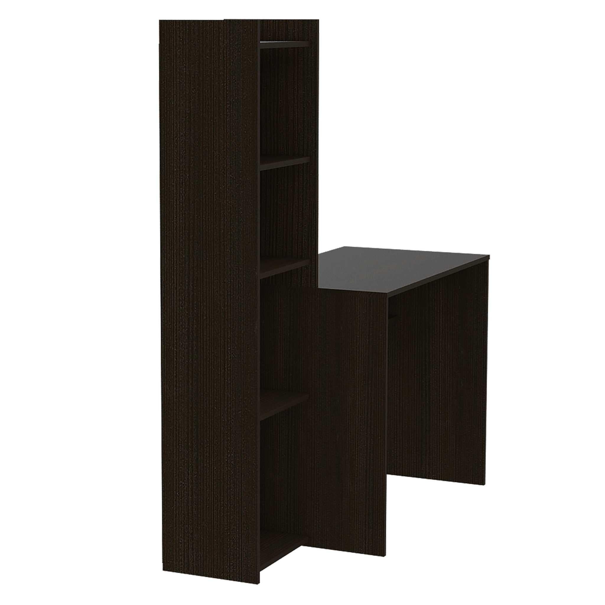 Mod Black Computer Desk with Open Bookcase