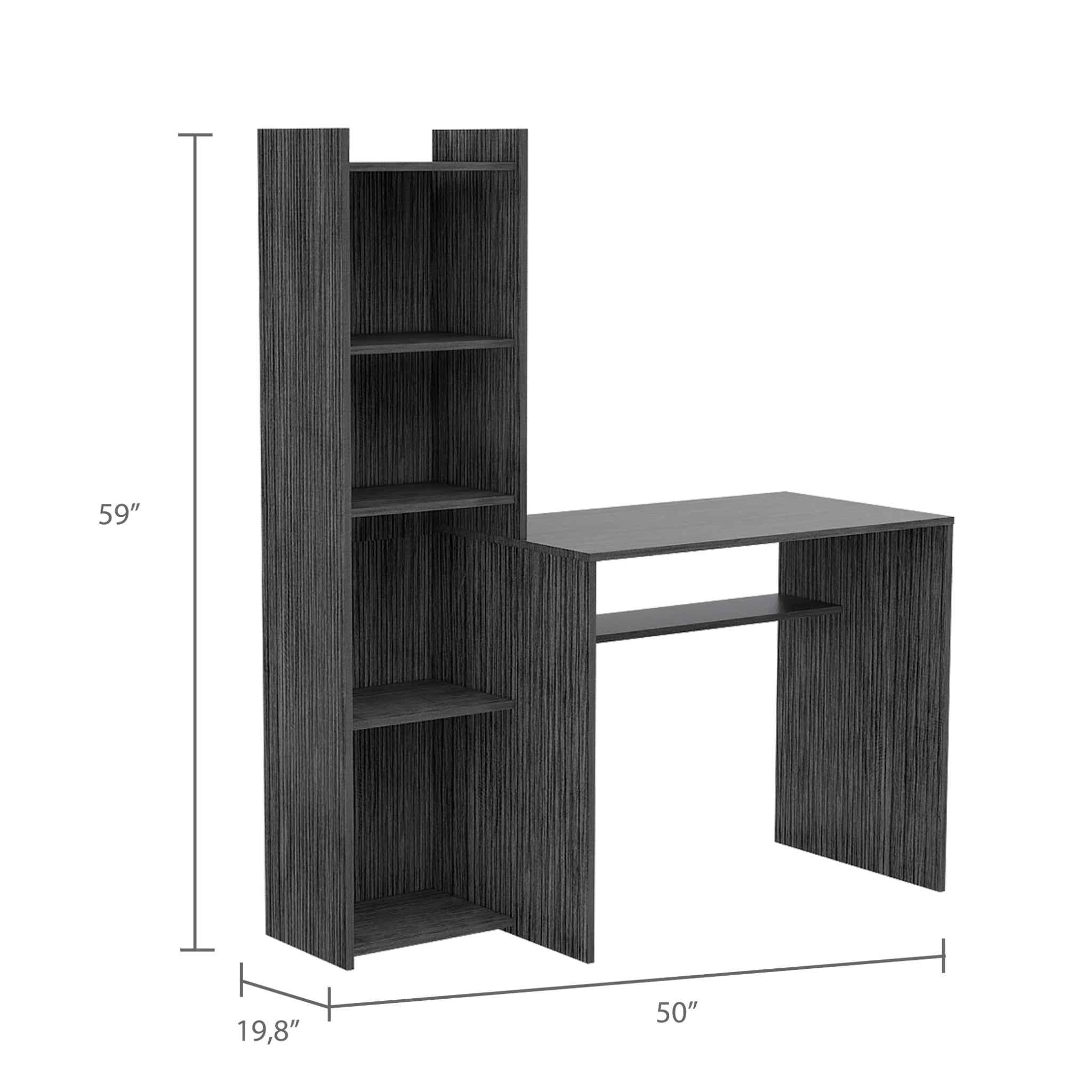 Mod Gray Computer Desk with Open Bookcase