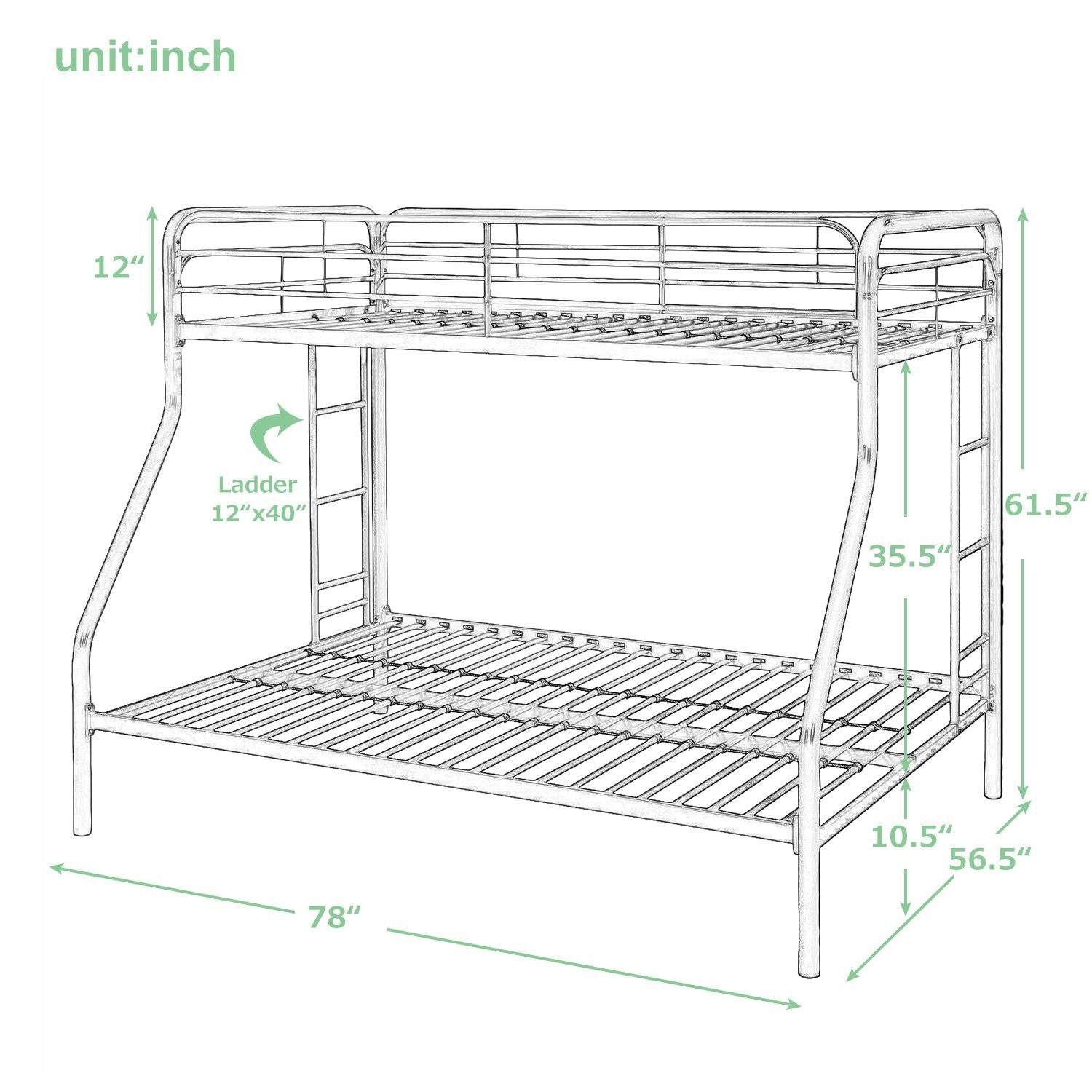 White Twin Over Full Metal Bunk Bed