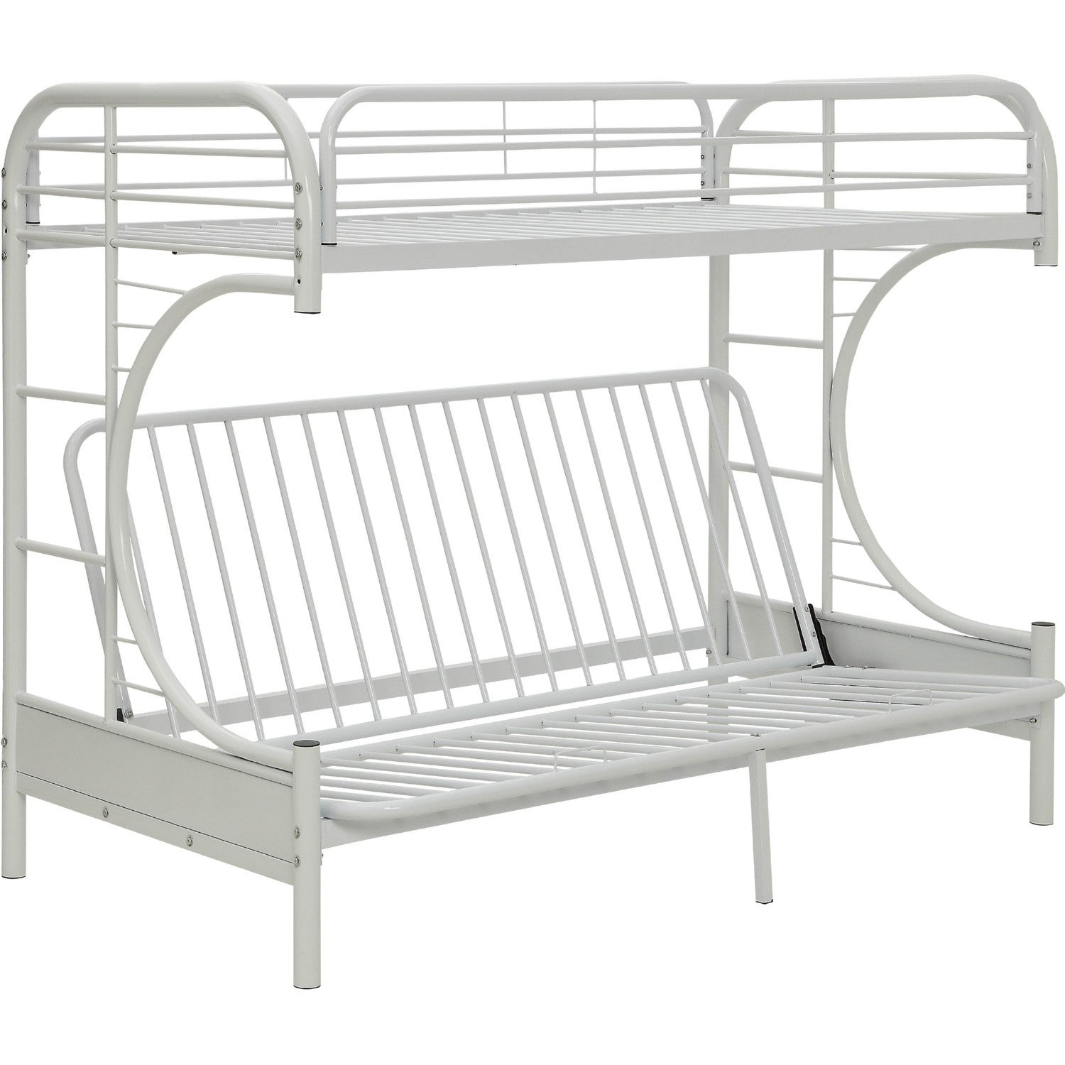 White Twin XL Over Queen Futon Bunk Bed