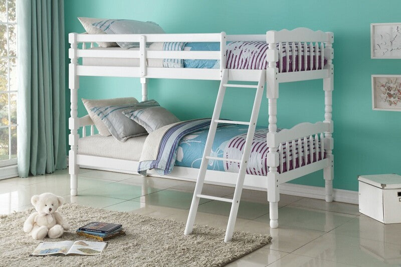 White Twin Over Twin Classic Bunk Bed