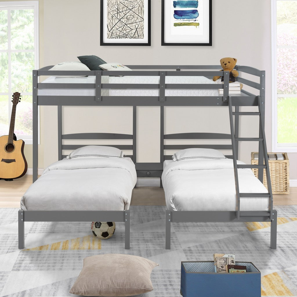 Gray Full Over Double Twin Triple Bunk Bed