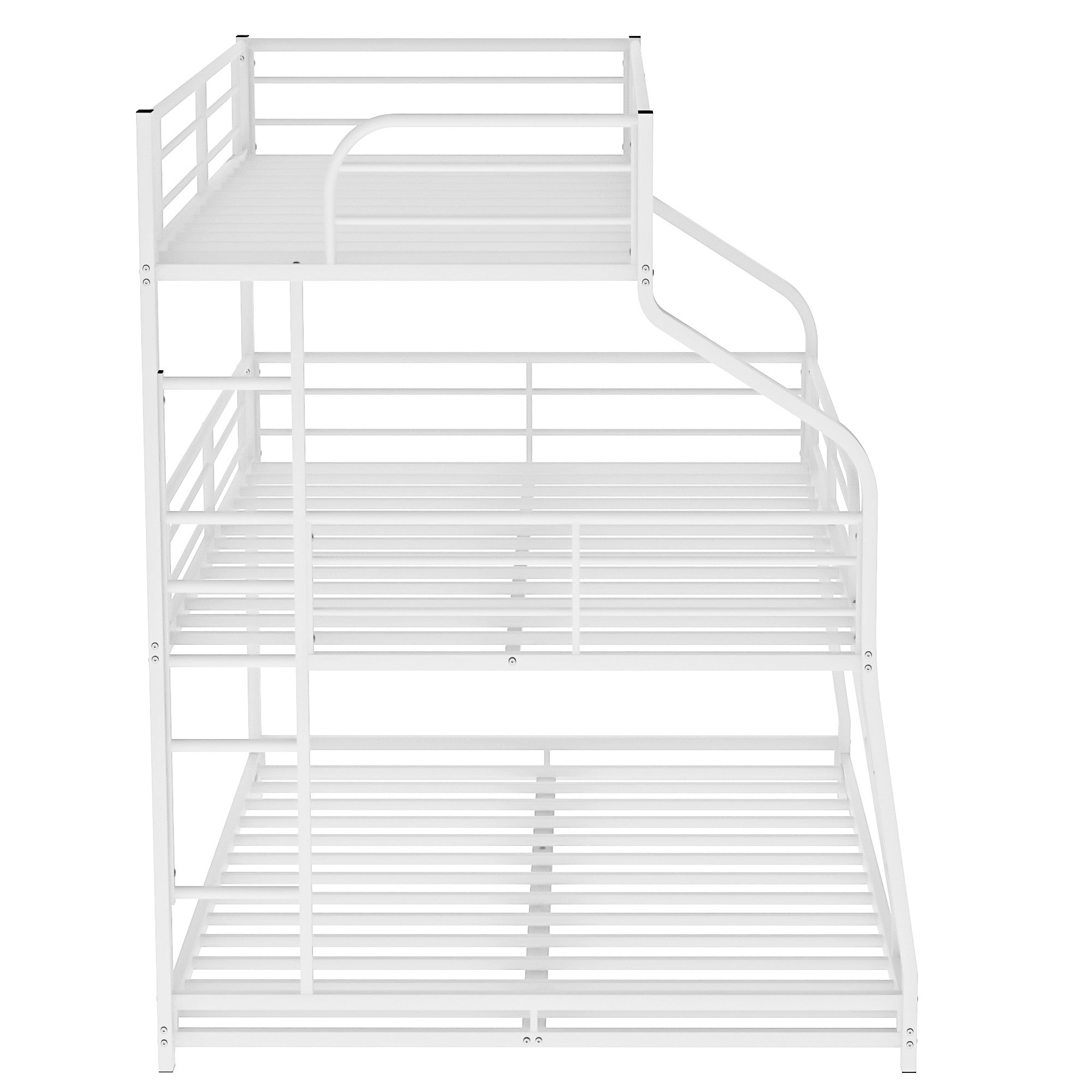 White Twin XL over Full XL over Queen Size Bunk Bed