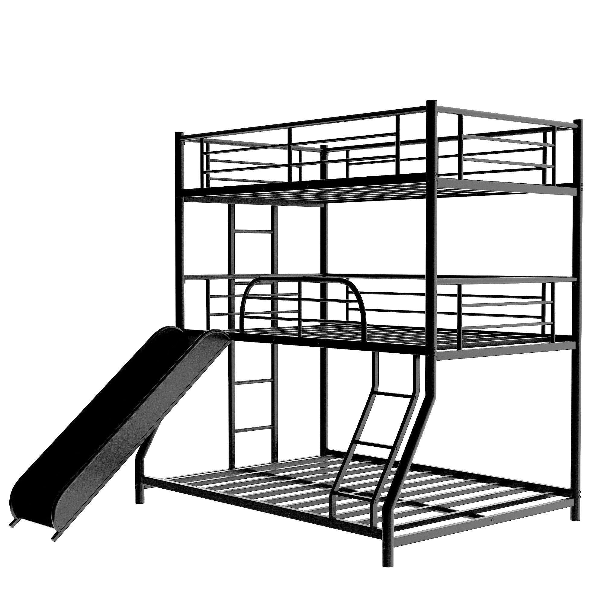 Black Twin Over Twin over Full Size Triple Bunk Bed