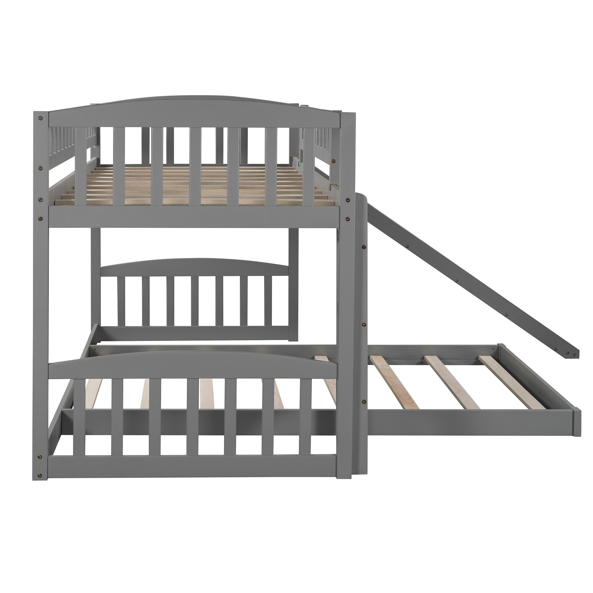 Gray Double Twin Size Ladder and Slide Bunk Bed Default Title