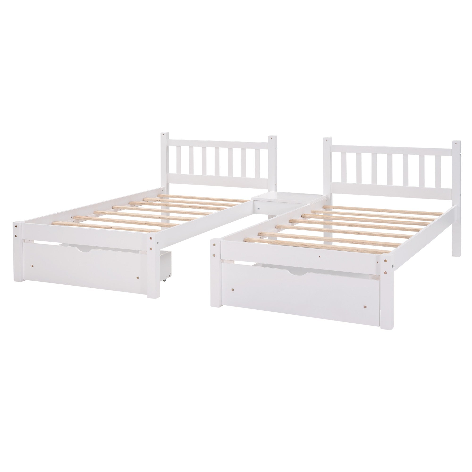 White Full Over Two Twins Triple Bunk Bed