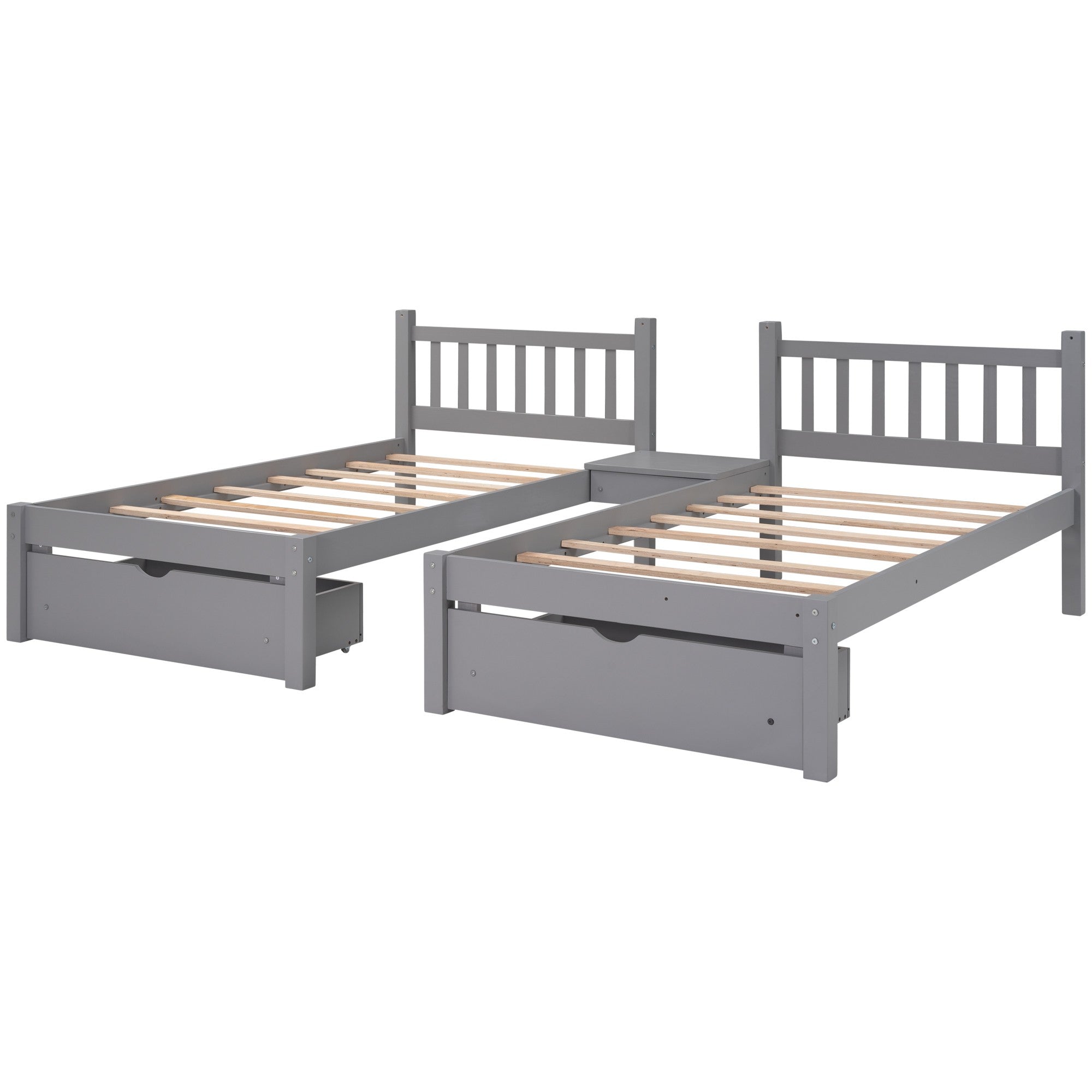 Gray Full Over Two Twins Triple Bunk Bed