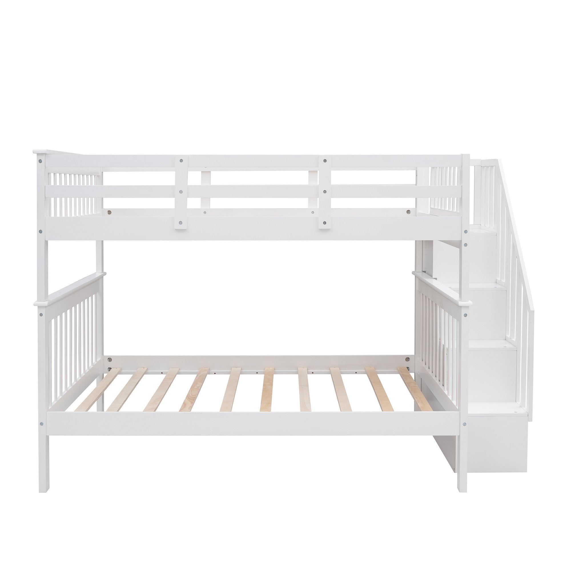 White Double Full Size Stairway Bunk Bed