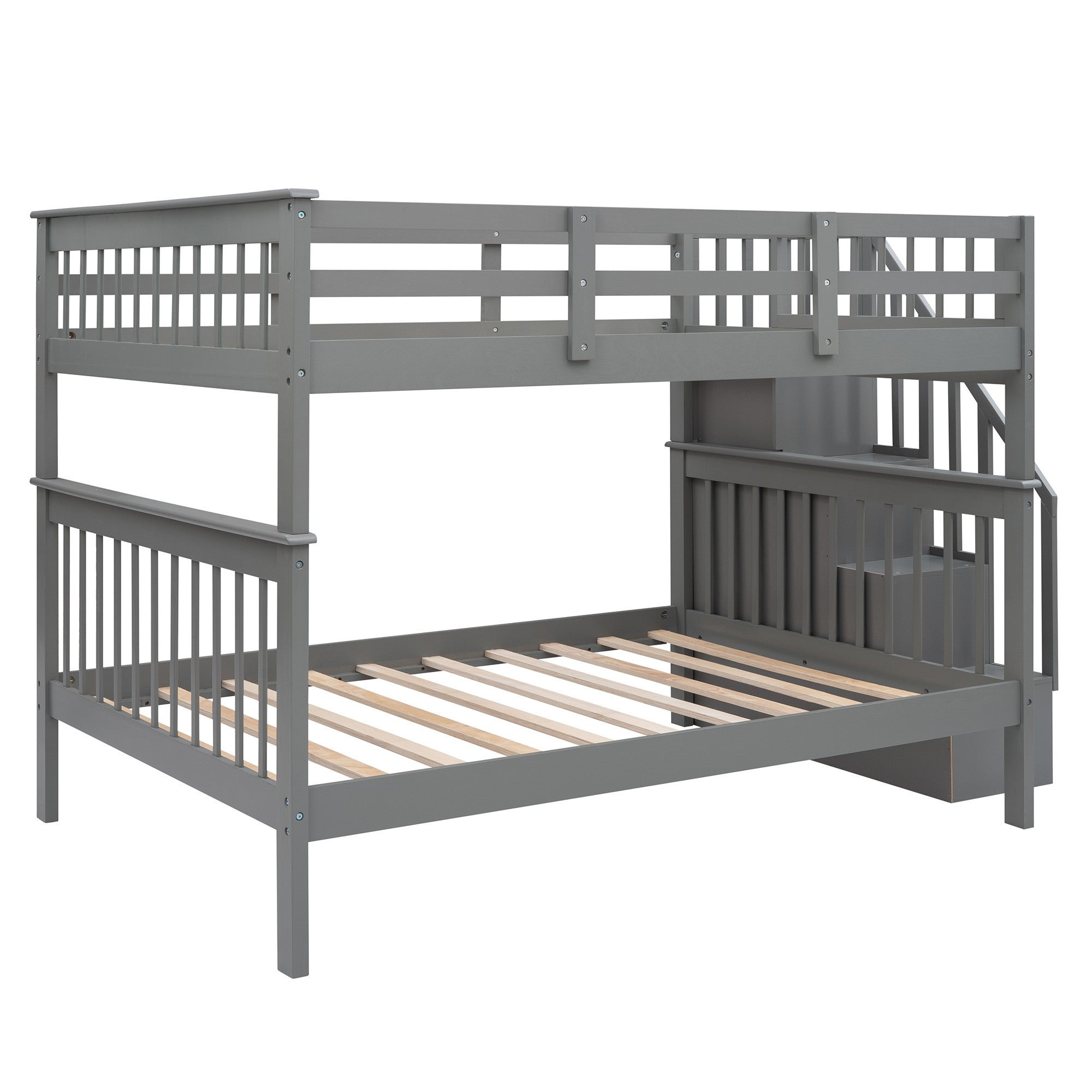 Gray Double Full Size Stairway Bunk Bed Default Title