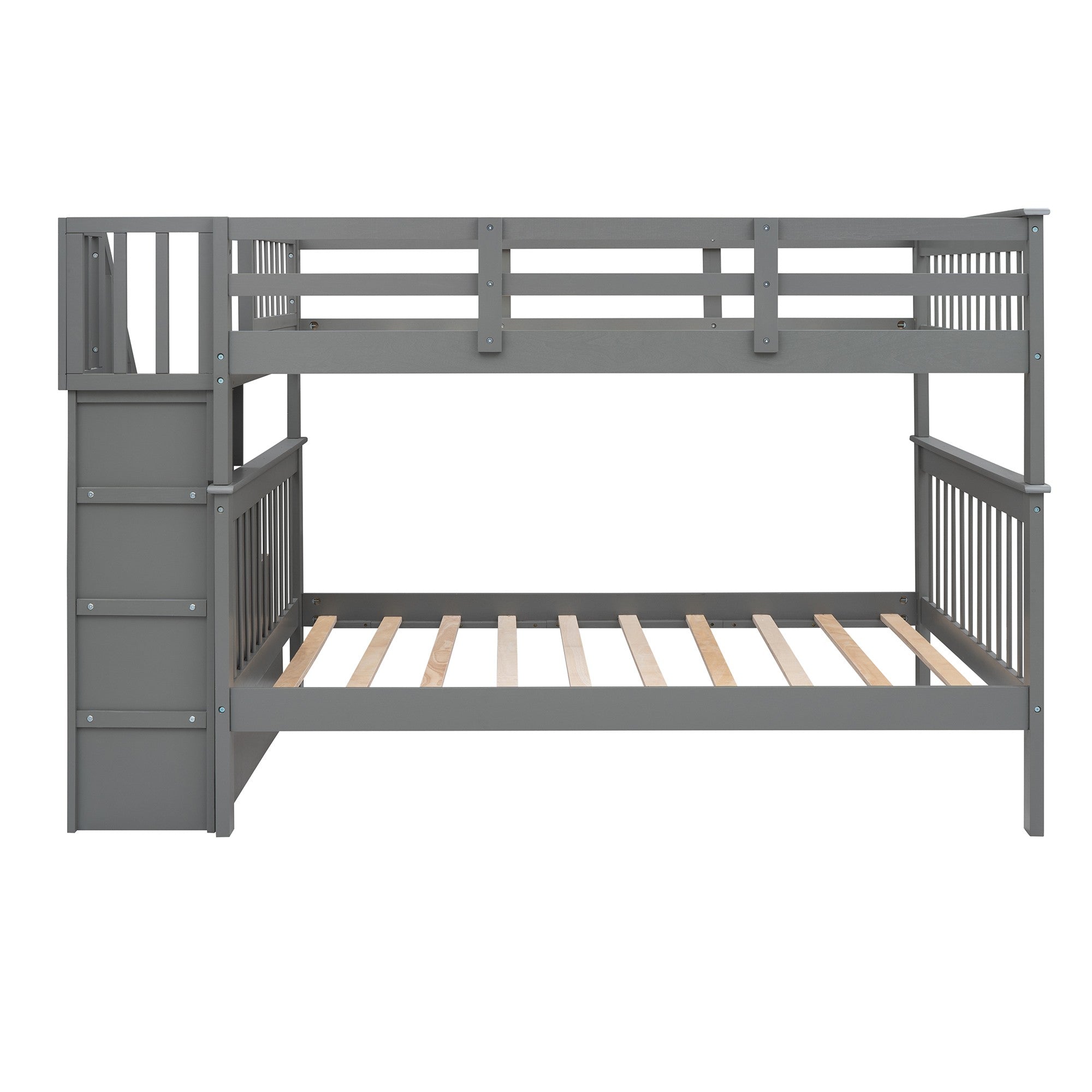 Gray Double Full Size Stairway Bunk Bed Default Title