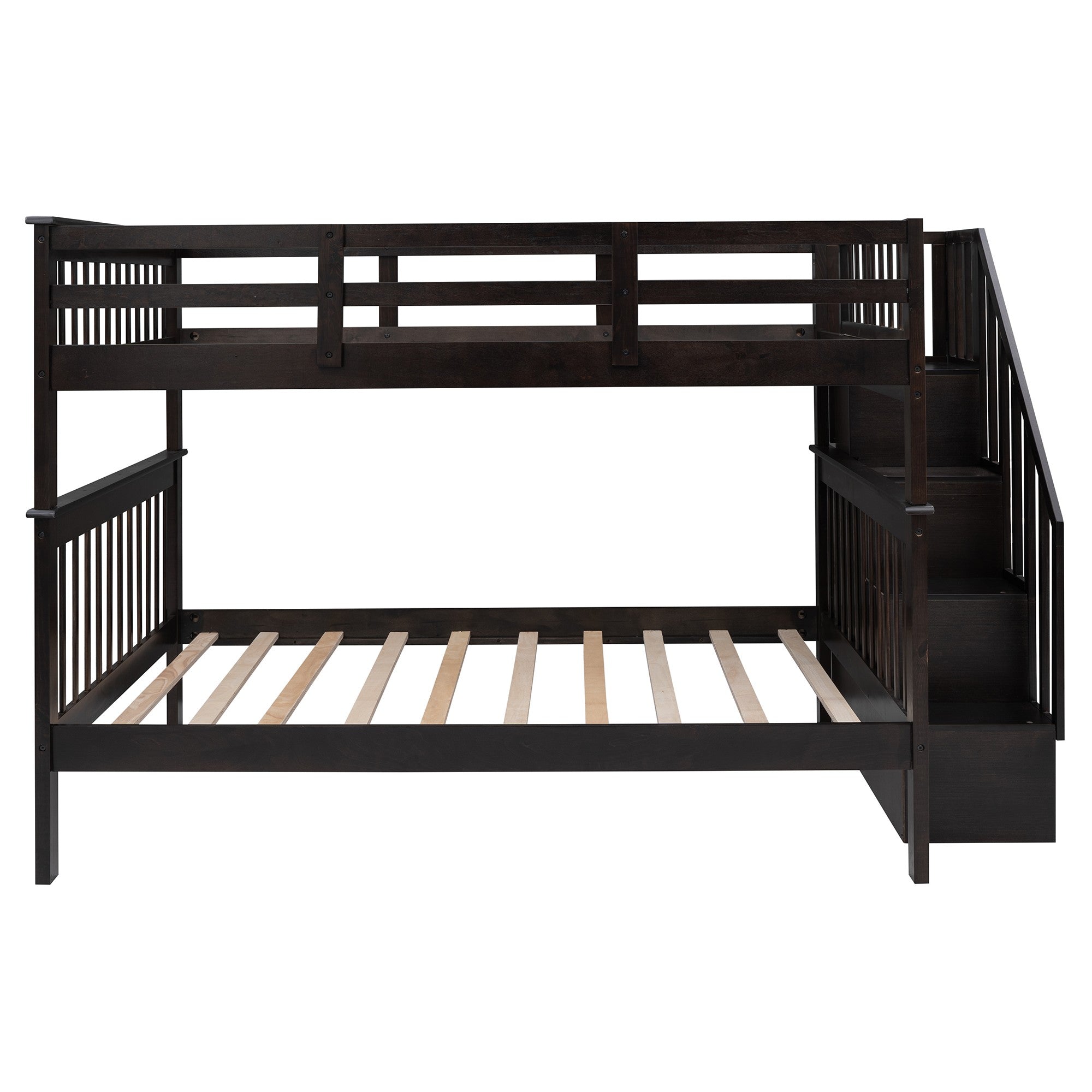 Brown Double Full Size Stairway Bunk Bed