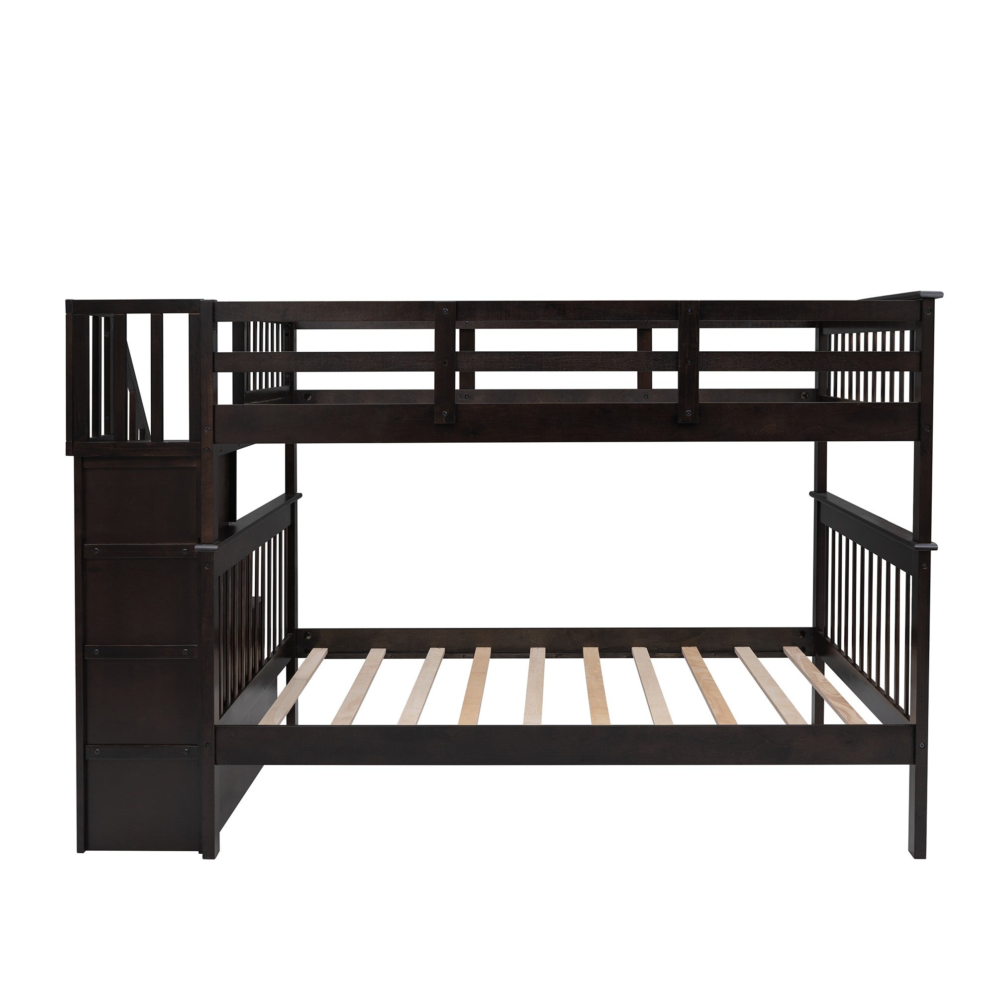Brown Double Full Size Stairway Bunk Bed Default Title