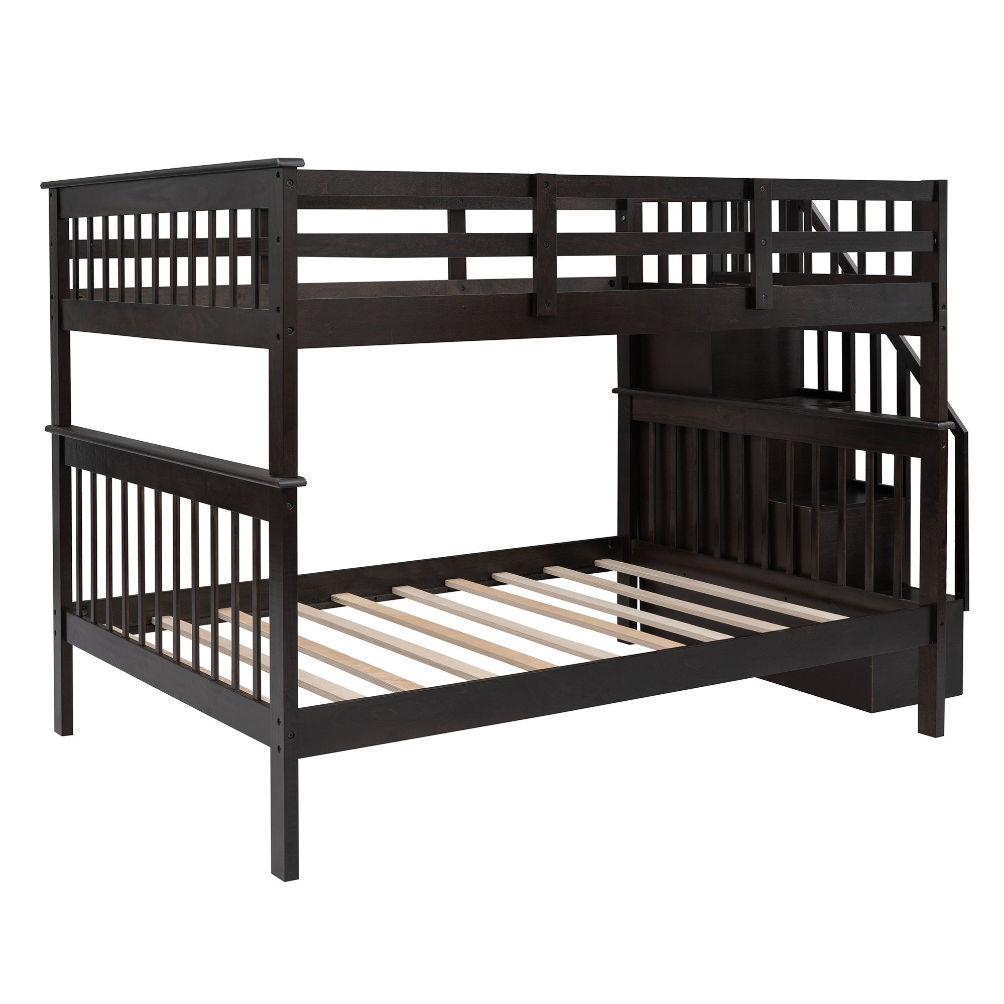 Brown Double Full Size Stairway Bunk Bed