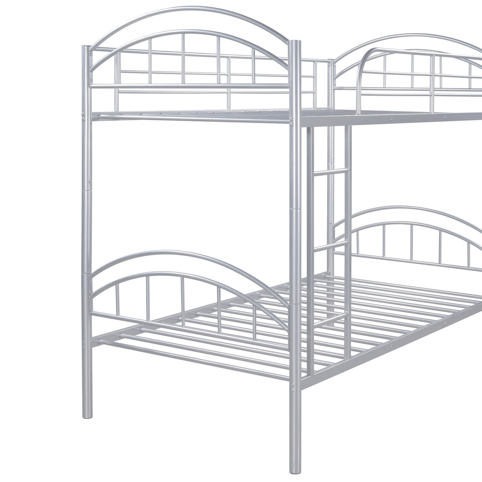 Silver Modern Classic Twin Over Twin Metal Bunk Bed Default Title