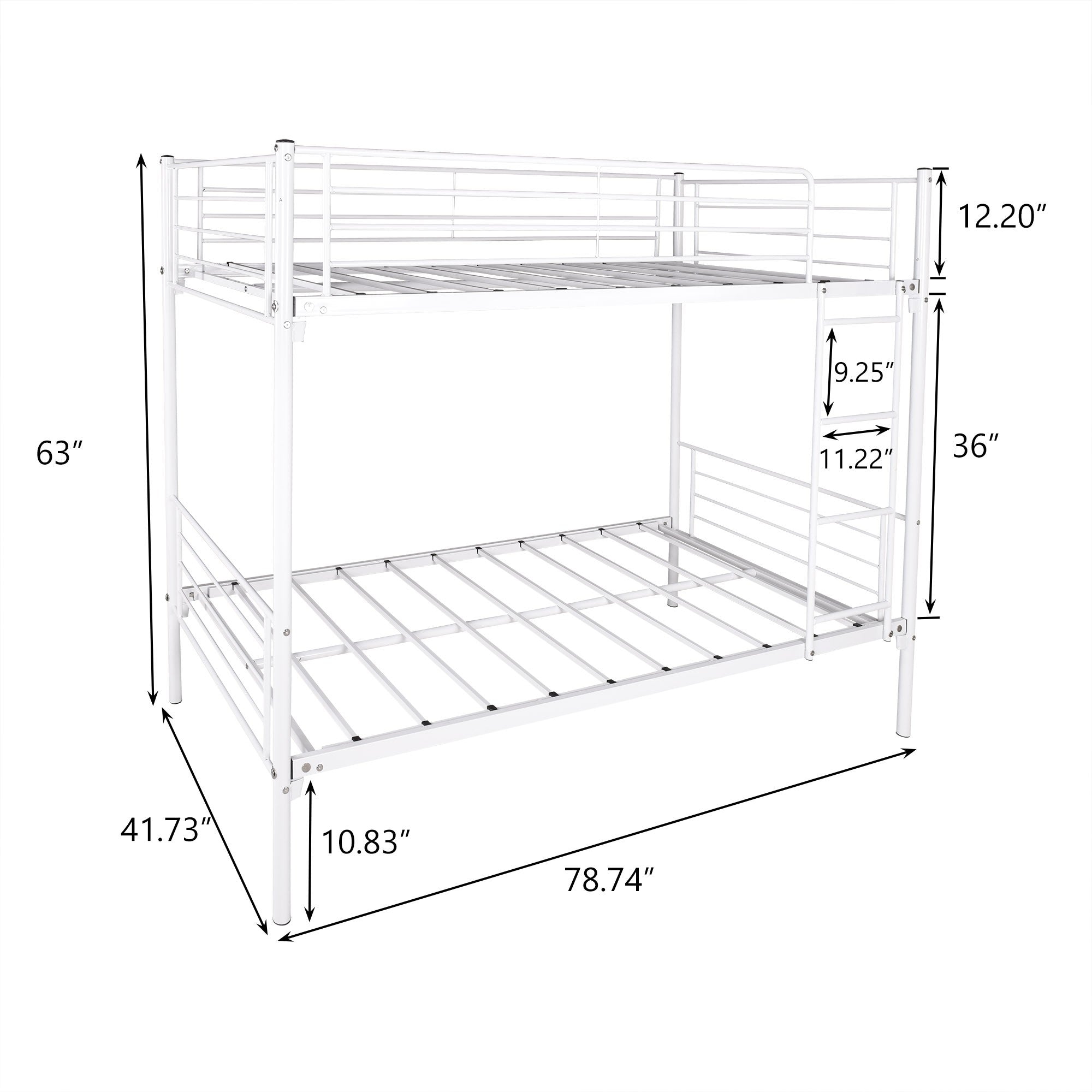 White Heavy Duty Twin Over Full Metal Bunk Bed Default Title