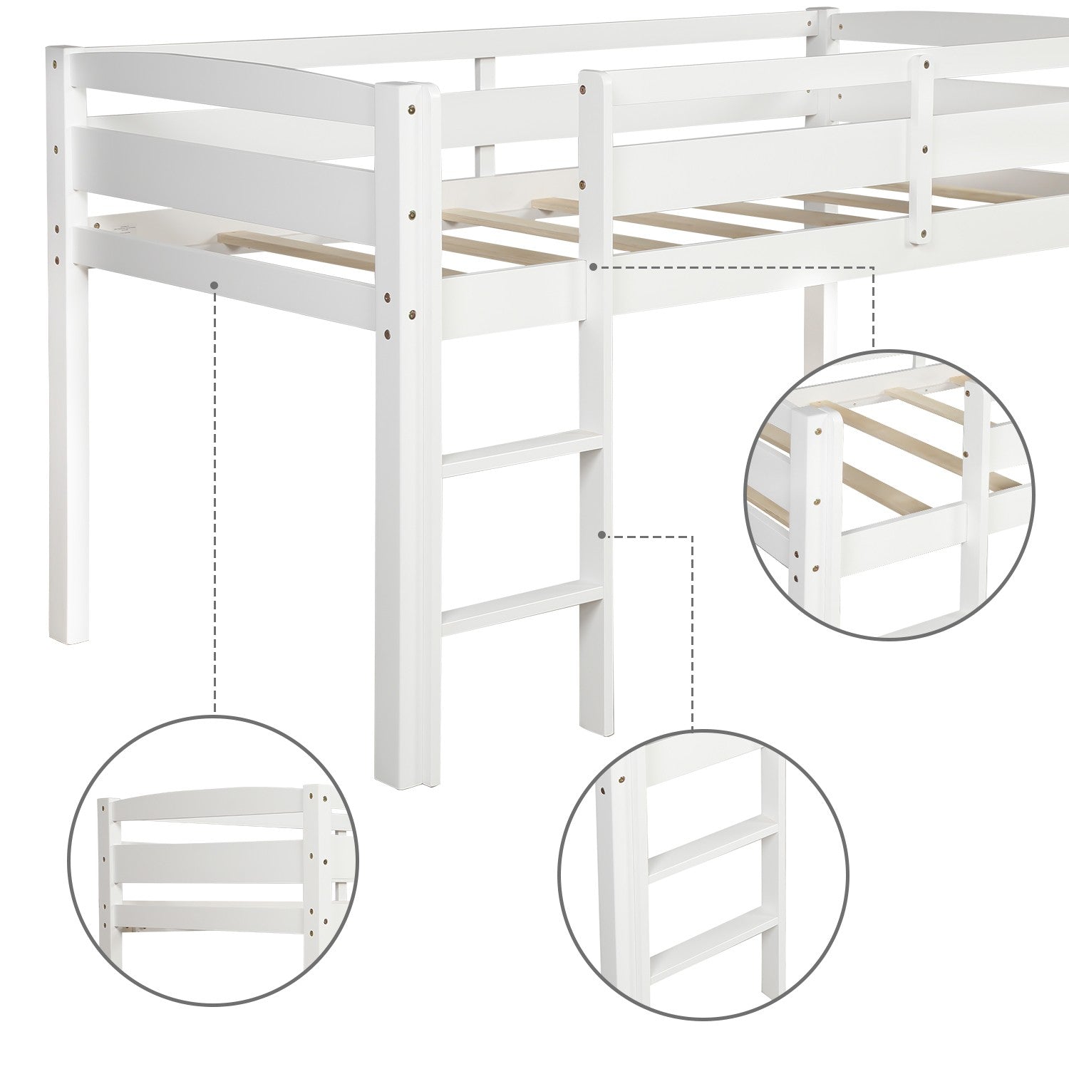 White Twin Size Lof Loft Bed