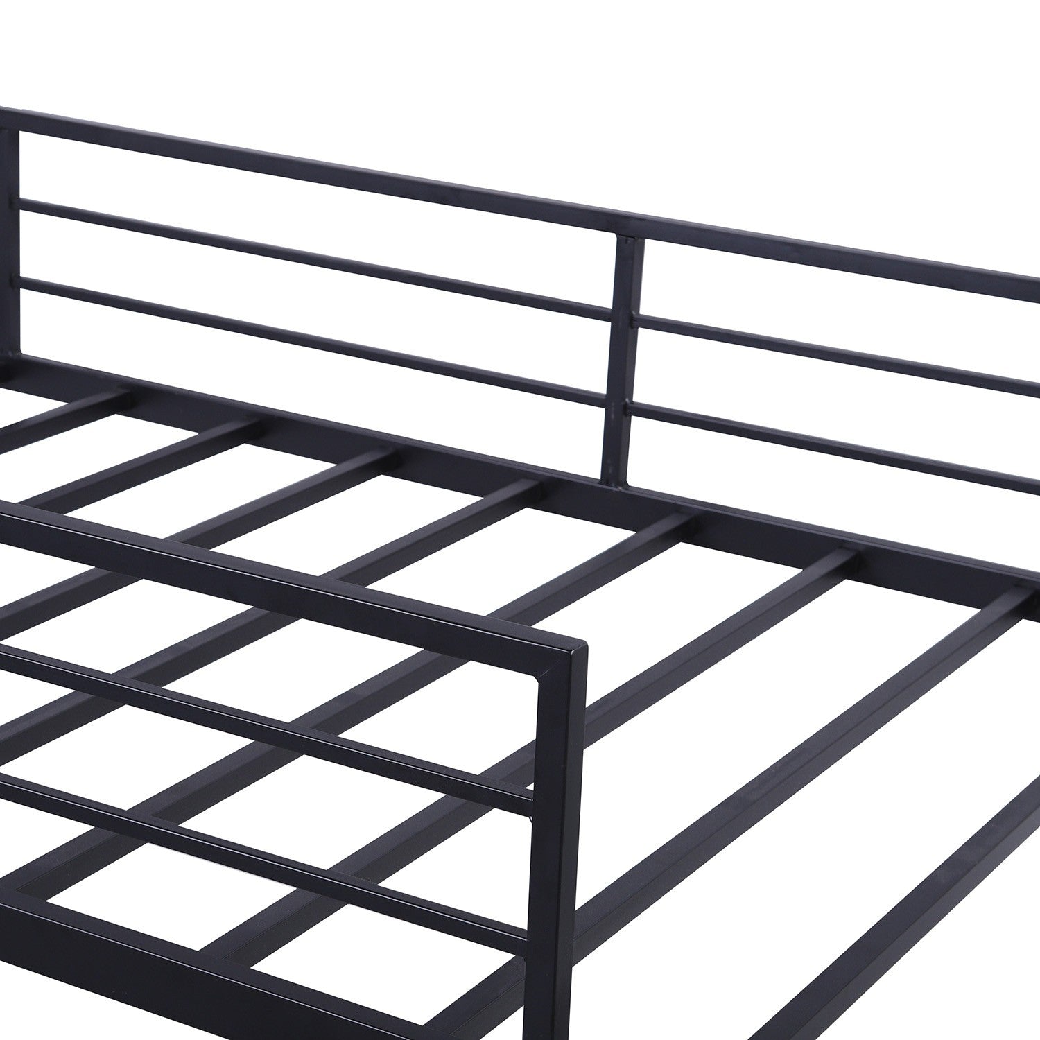 Black Twin Metal Loft Bed With Reinforced Slide