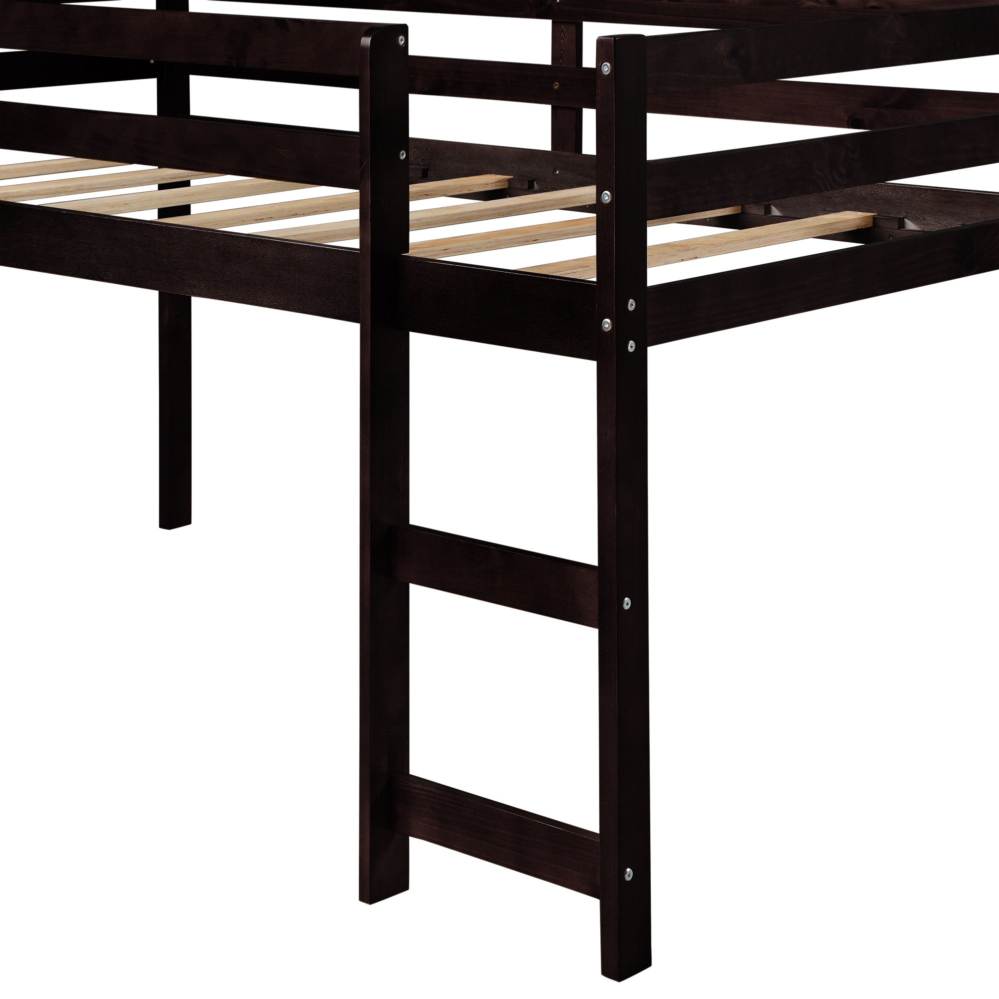 Brown Low Loft Bed With Slide Default Title