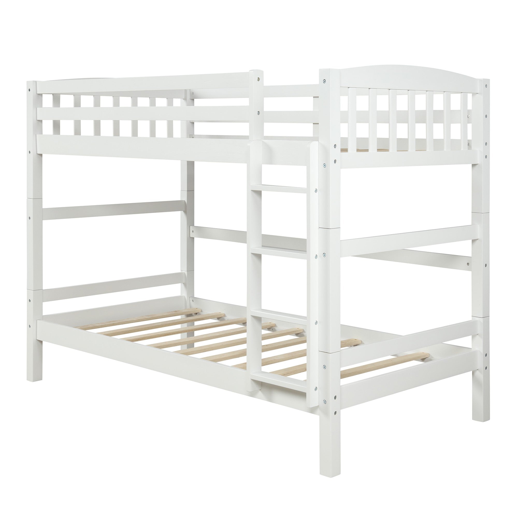 White Twin Loft Bed Over Twin Size Bed