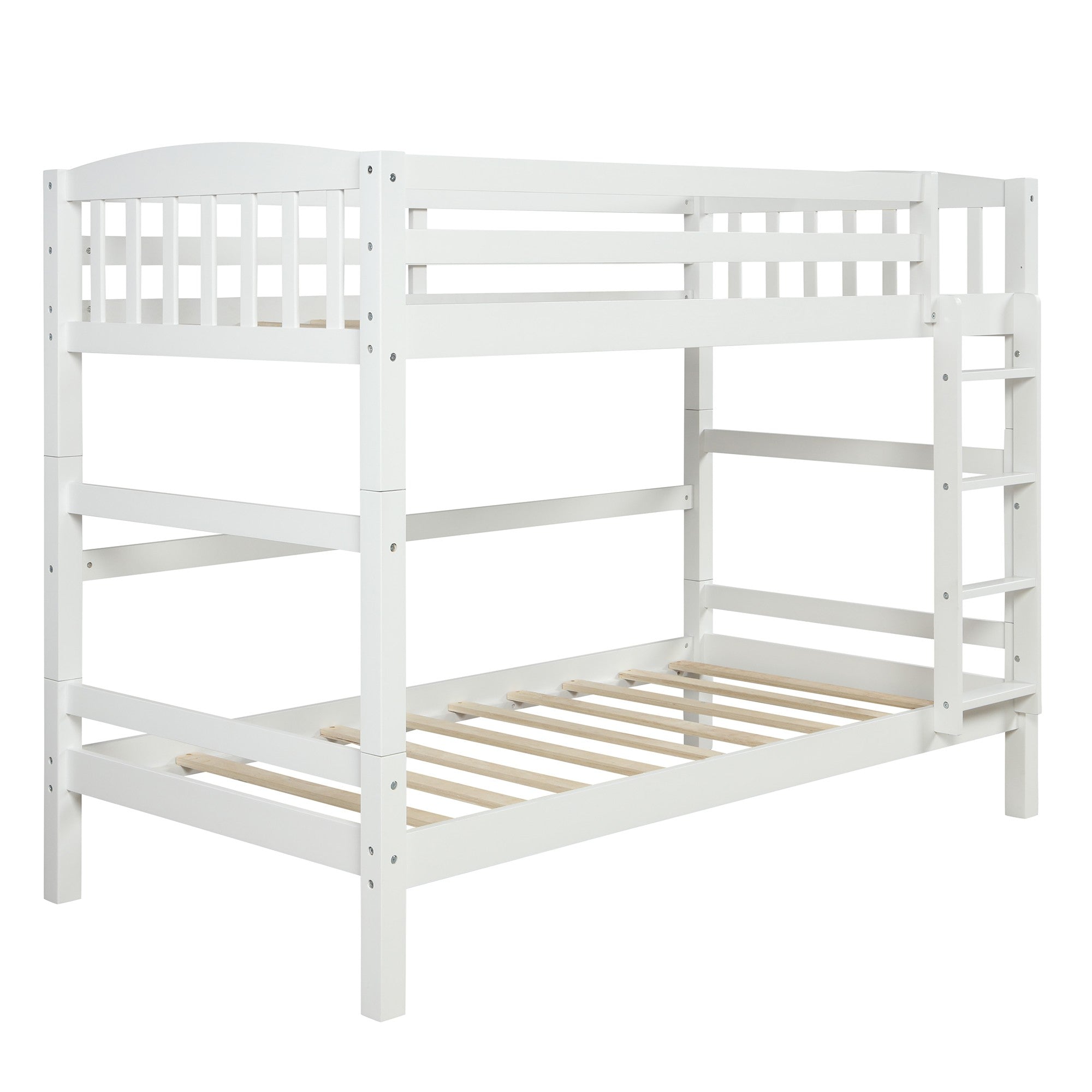 White Twin Loft Bed Over Twin Size Bed