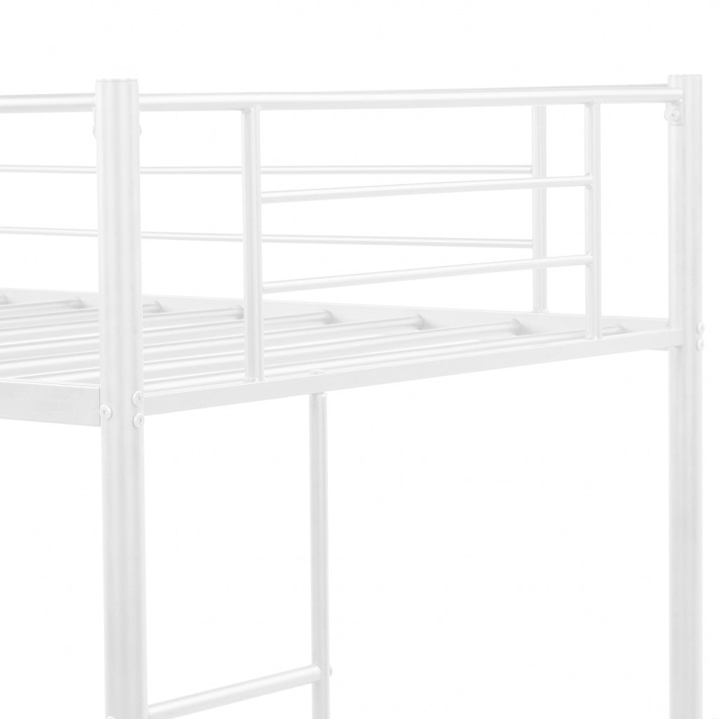 White Twin Size Metal Loft Bed