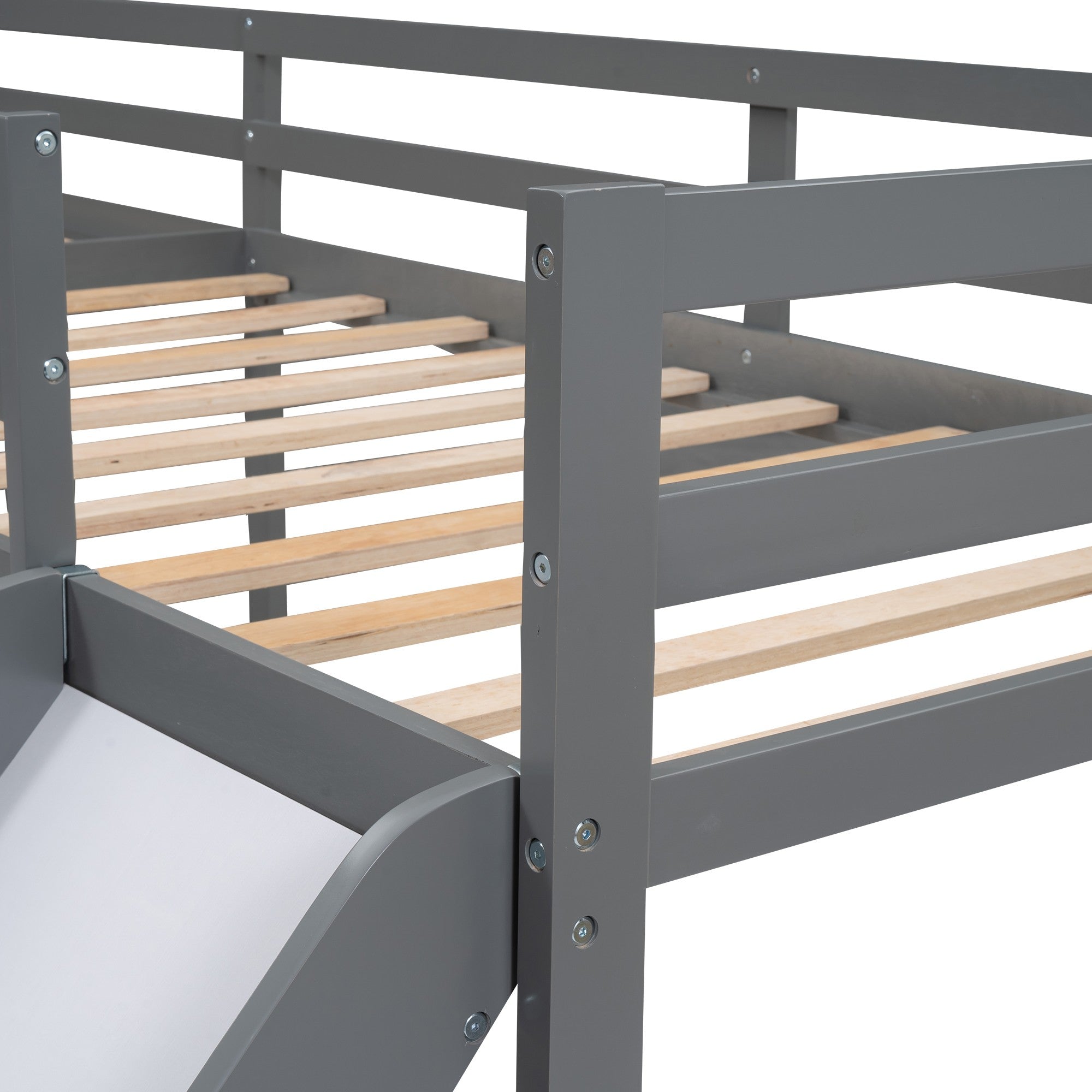 Gray L Shaped Loft Bed with Slide Default Title