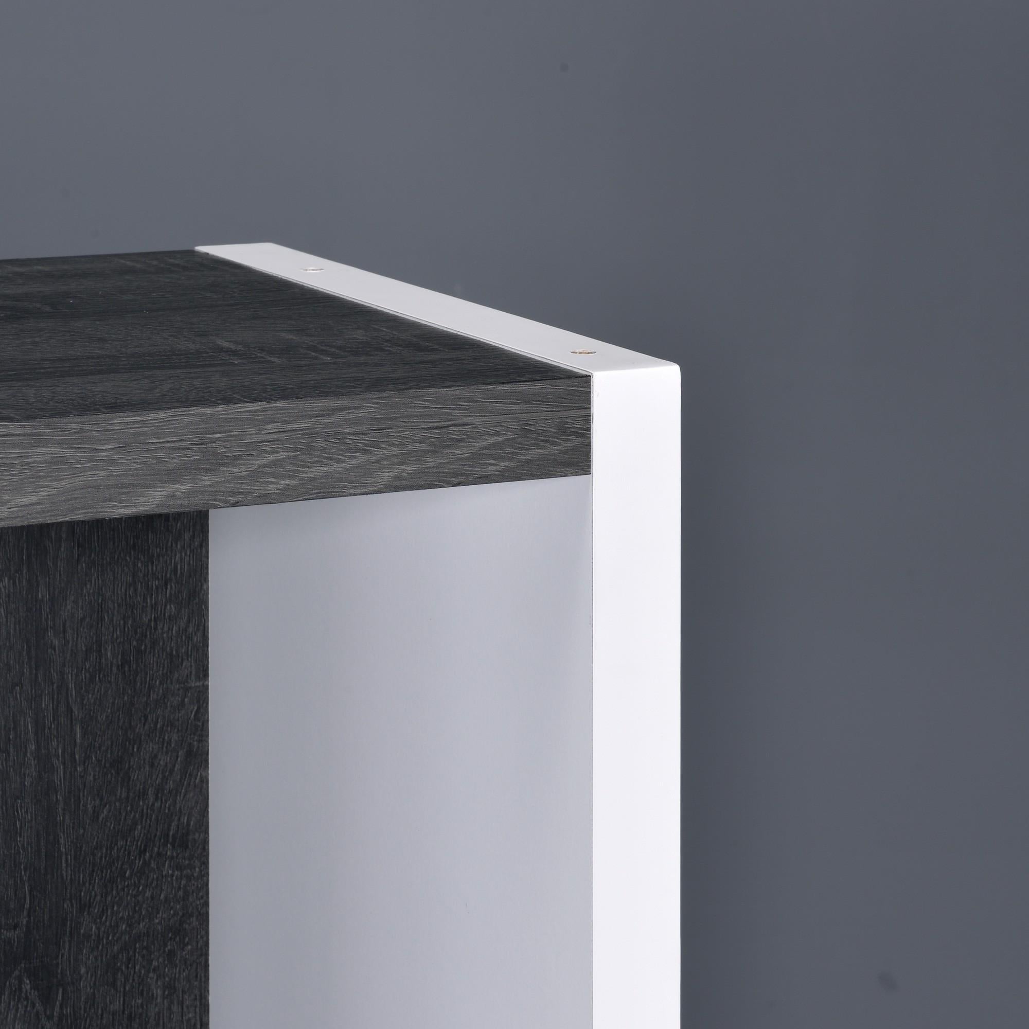 Modern Dark Gray and White Three Cube Storage Bookshelf