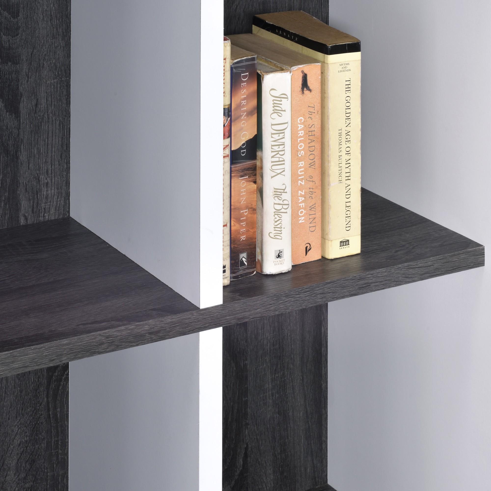 Modern Dark Gray and White Four Cube Storage Bookshelf