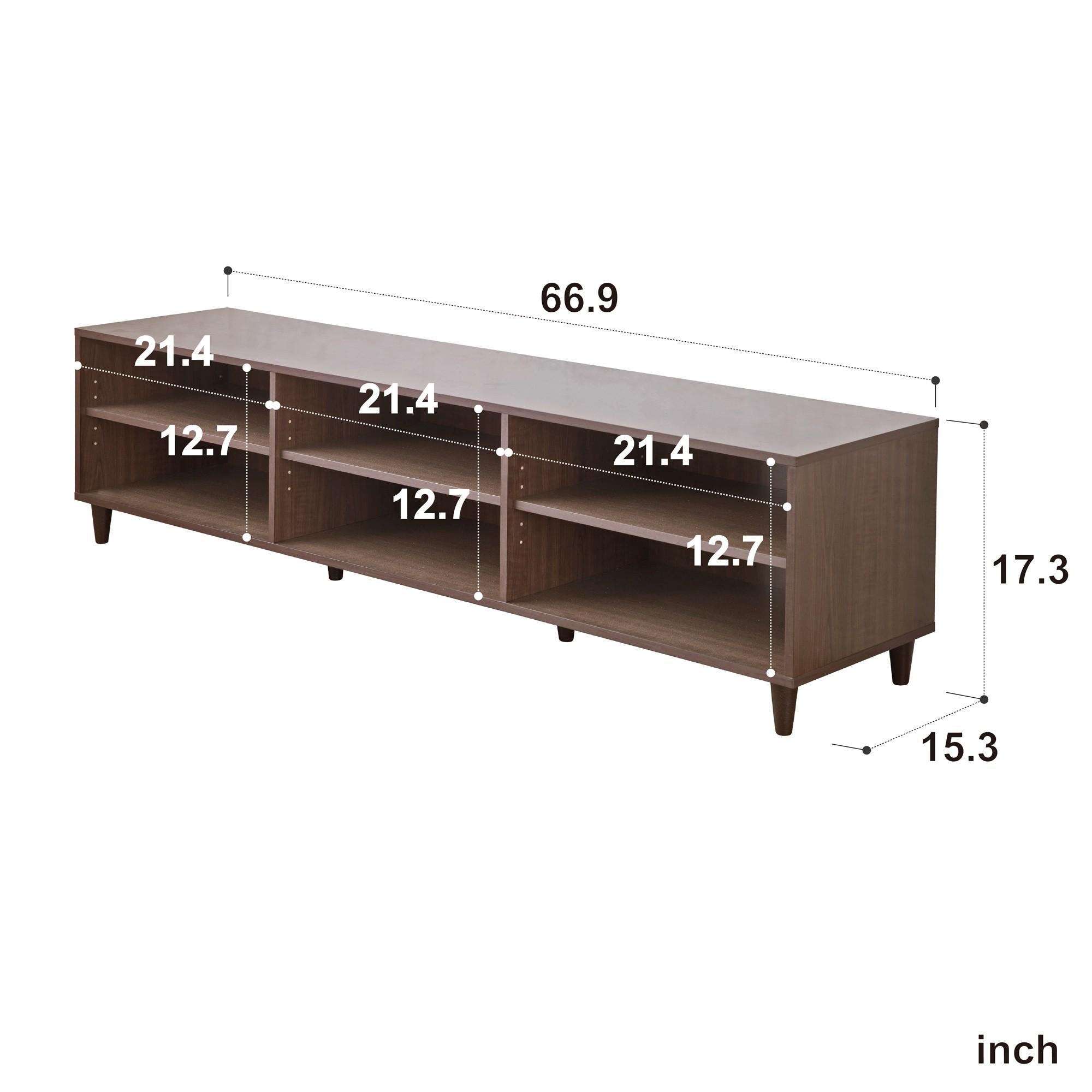 Classic Dark Brown Finish Open TV Stand