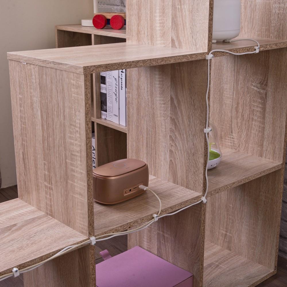 Classic Natural Finish Six Cubby Stepped Bookcase