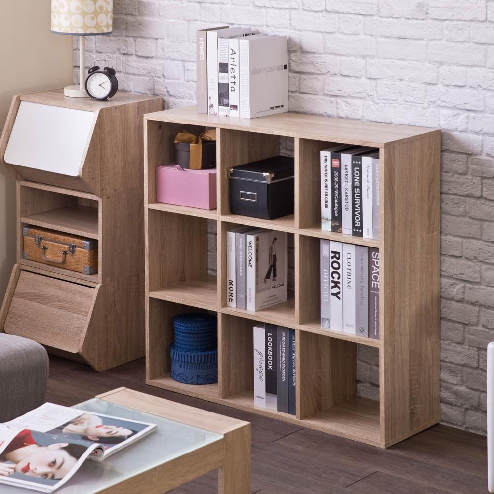 Classic Natural Finish Nine Cubby Bookcase