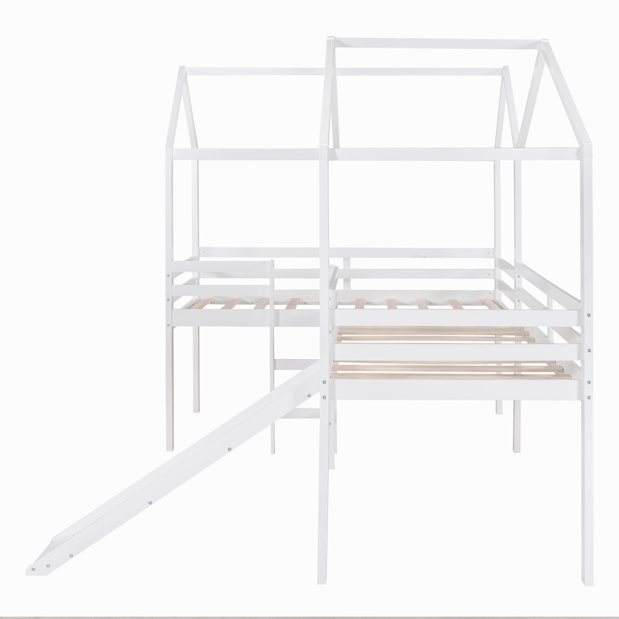 White L Shaped Double Twin Loft Bed