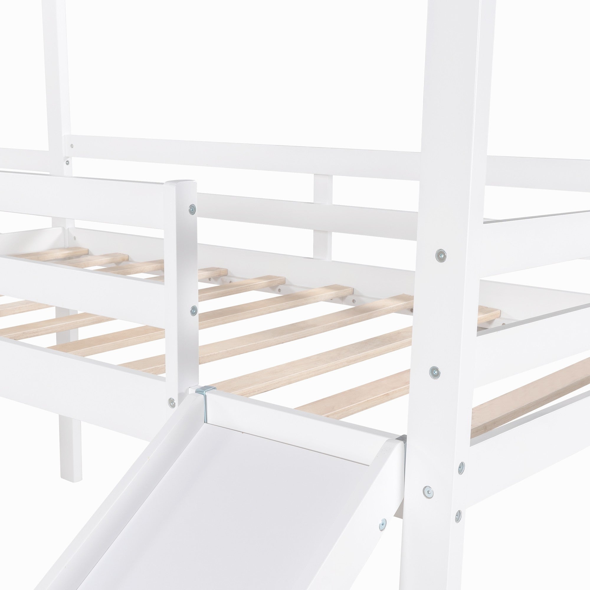 White L Shaped Double Twin Loft Bed Default Title