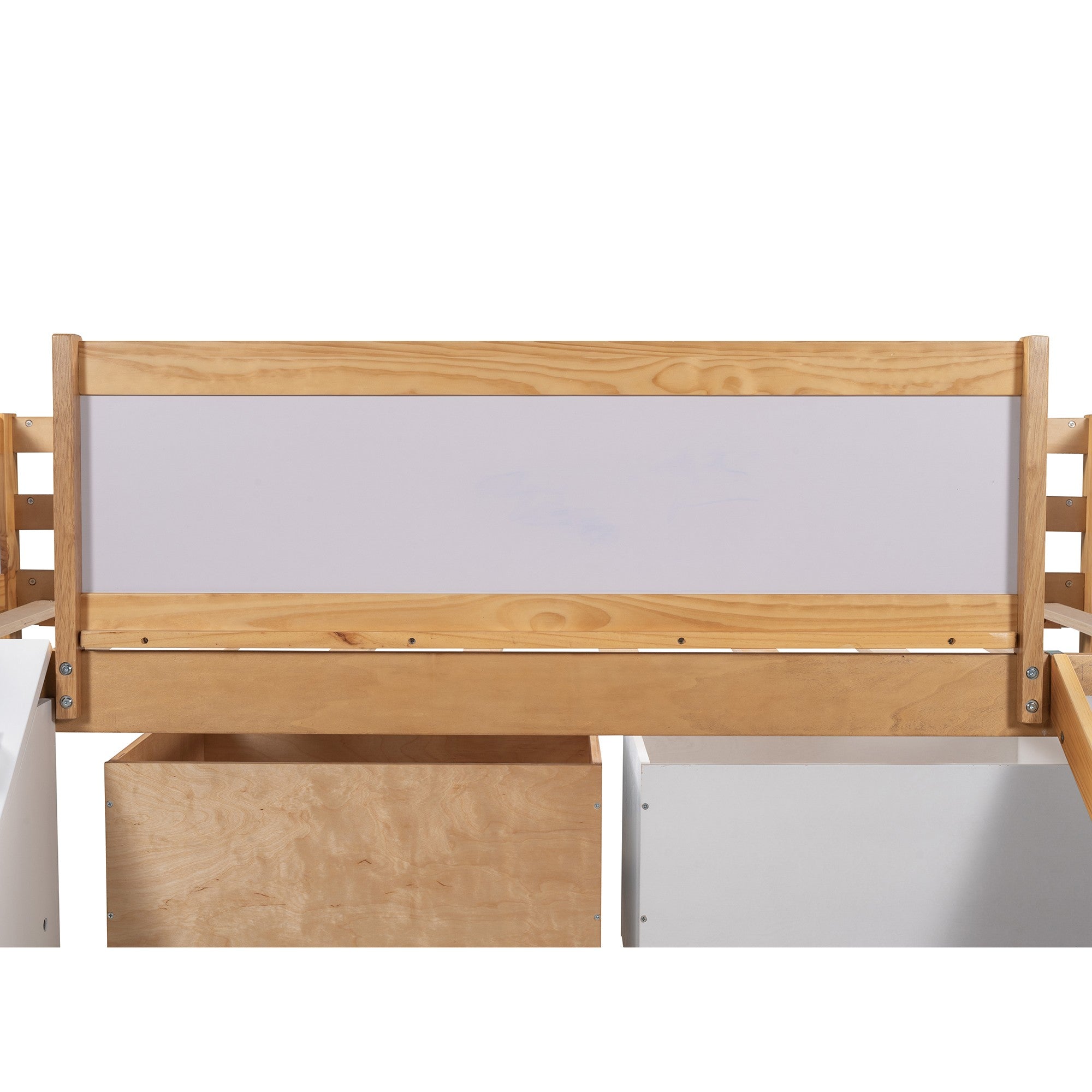 Natural Twin Size Low Slide Loft Bed With Storage Boxes