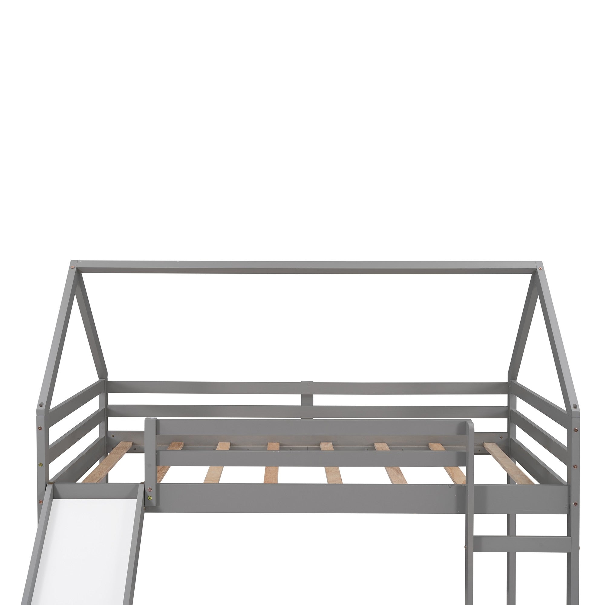 Gray Twin Size Slide House Loft Bed