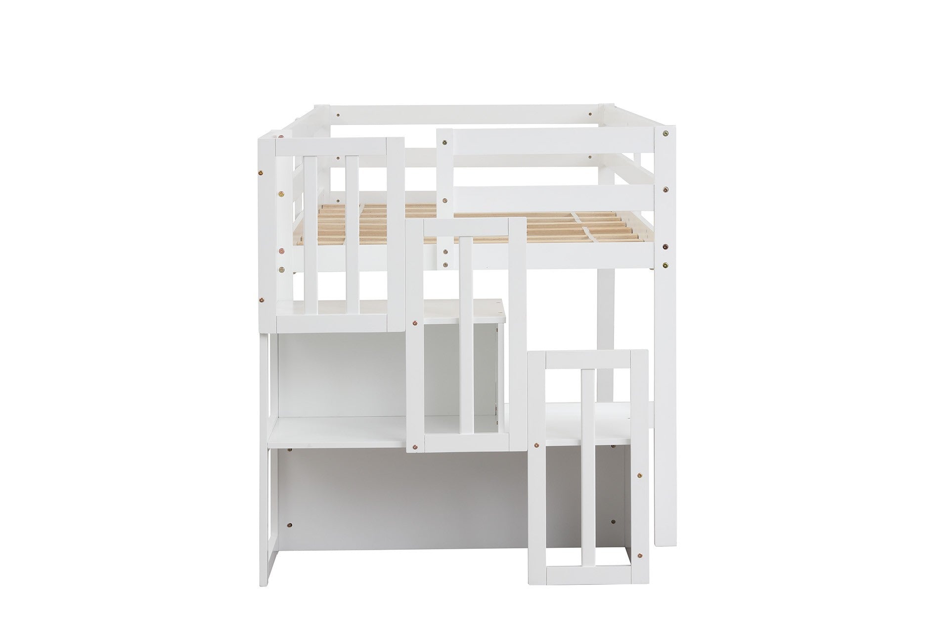 Mod White Low Loft Twin Bed with Stairway Default Title