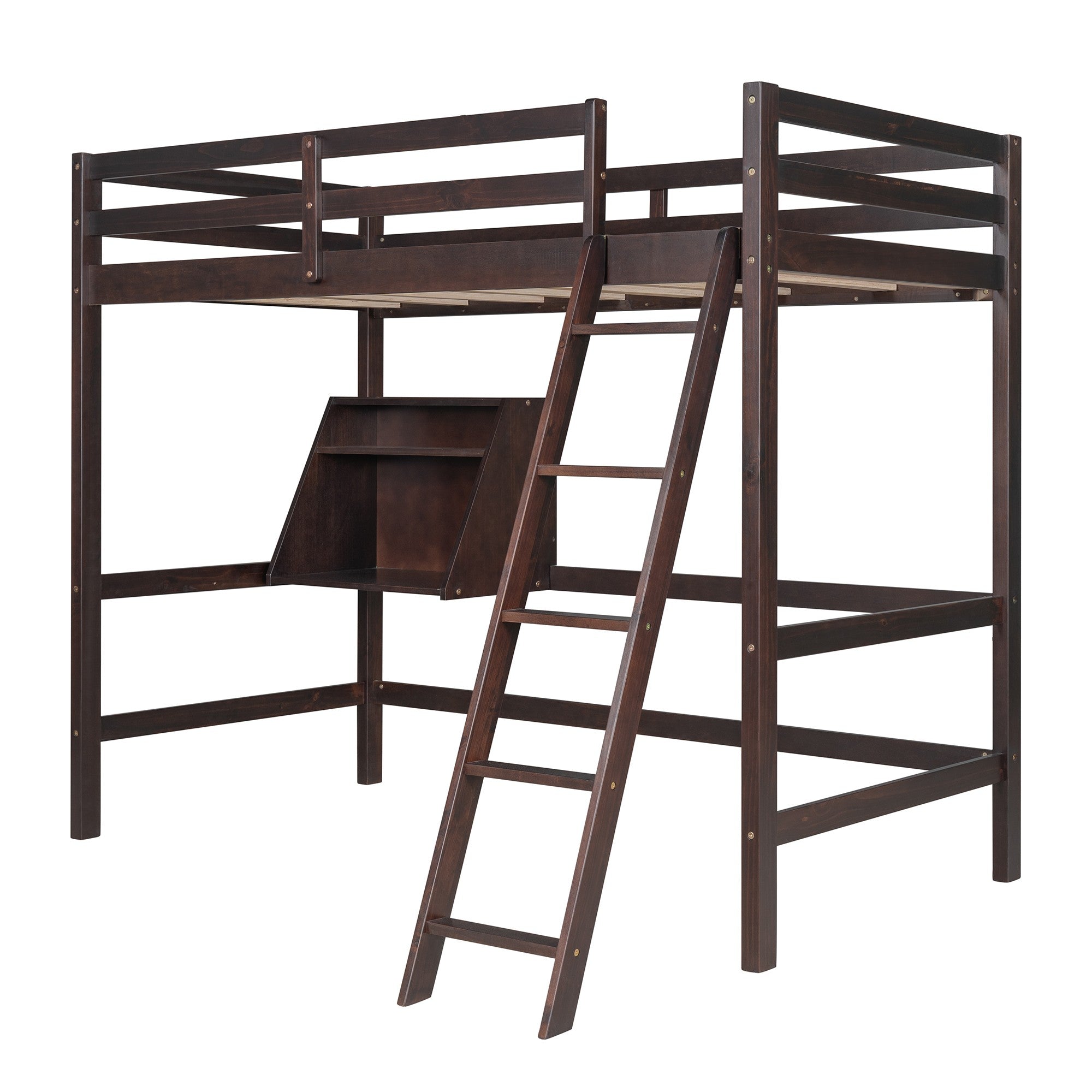 Dark Brown Convertible Twin over Twin Bunk Bed with Storage